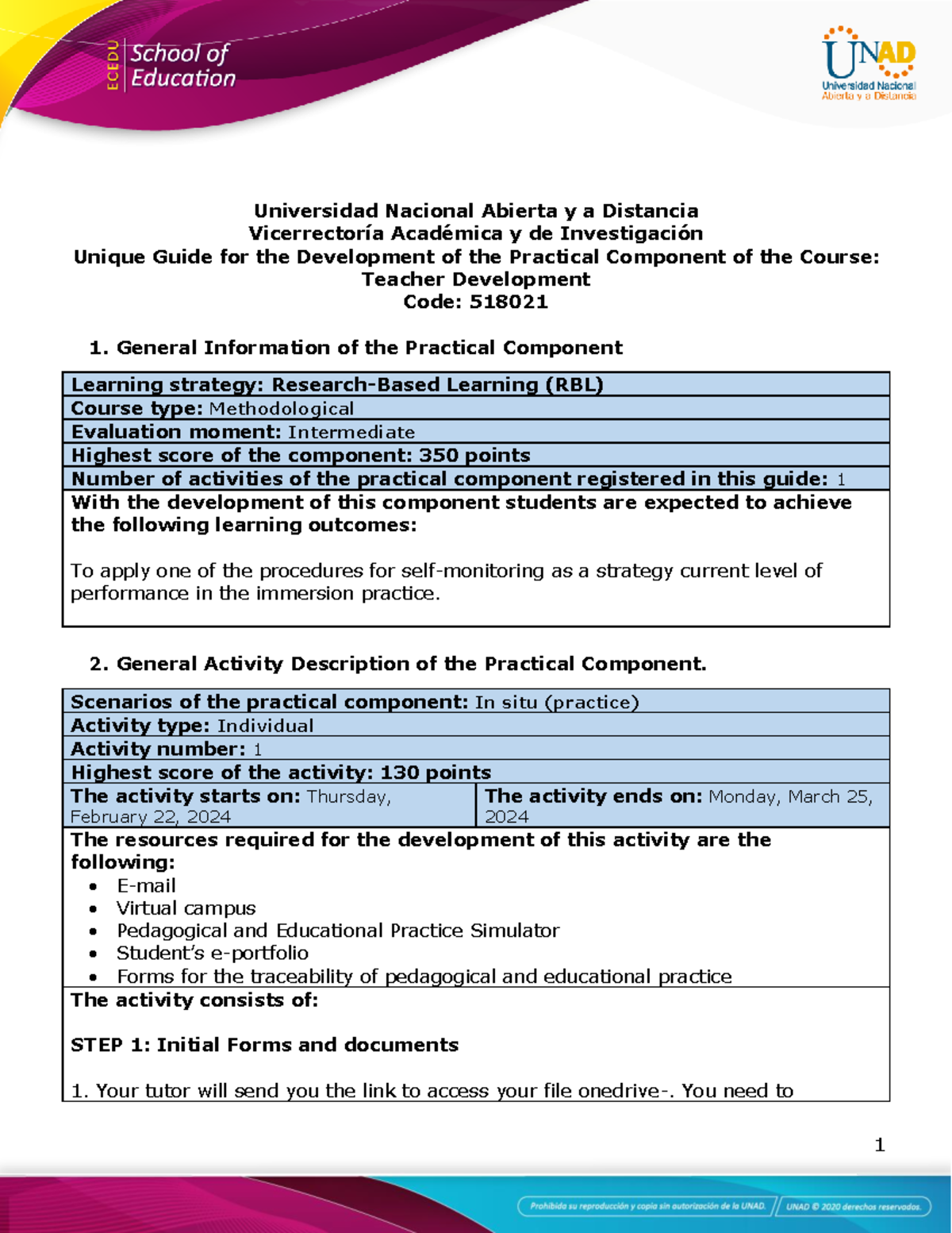 Guide for the Development of the Practical Component - Unit 1 - Phase 2 ...