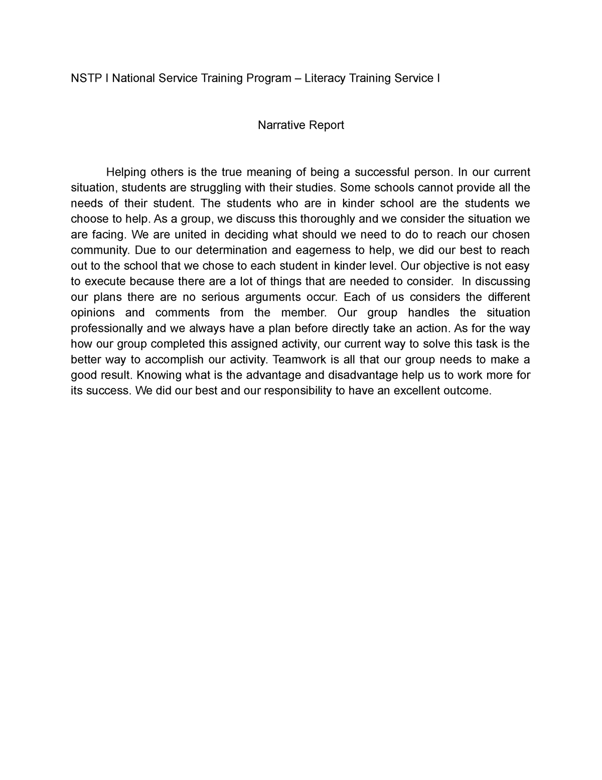 literacy training service essay