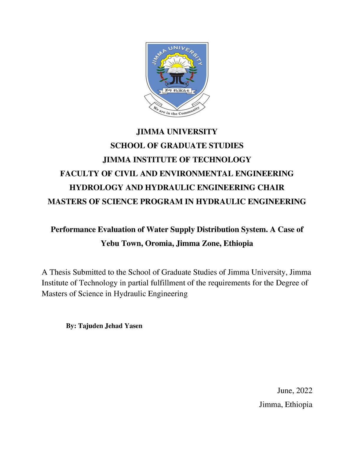 jimma university thesis writing format