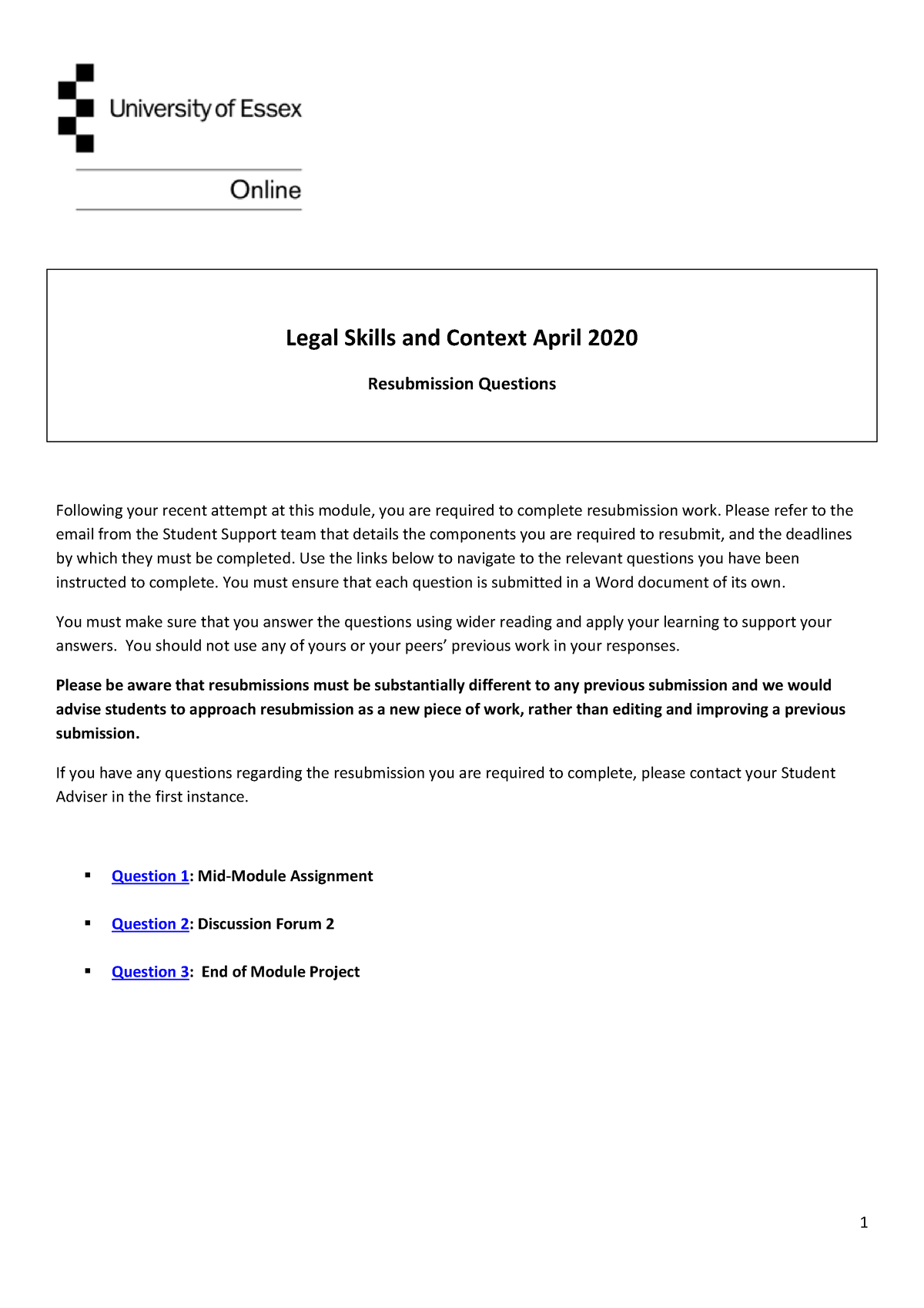 Legal Skills And Context Resubmission Handbook - Legal Skills And ...