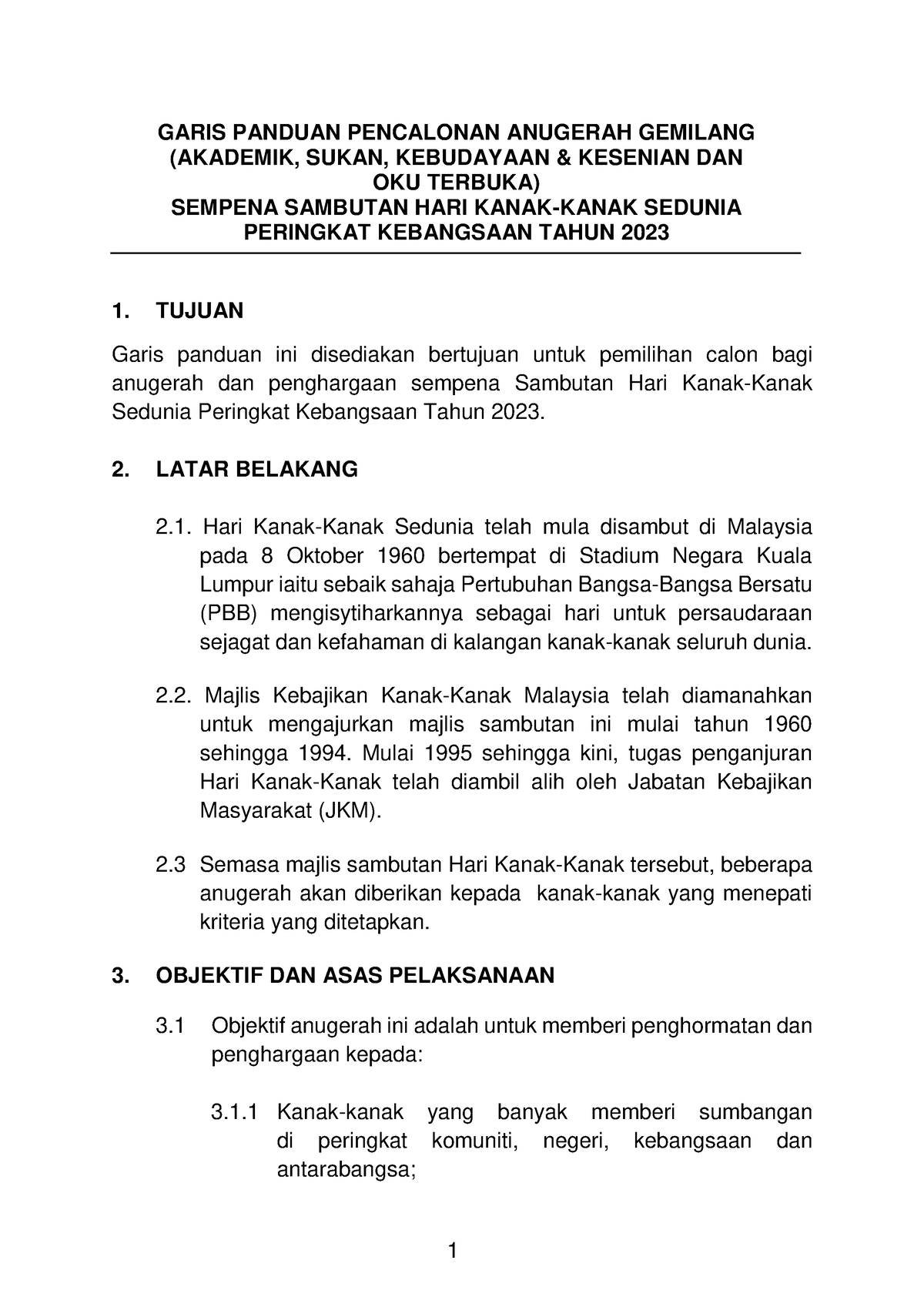 Lampiran A - Garis Panduan Pencalonan Anugerah Gemilang HKK 2023 - GARIS PANDUAN PENCALONAN ...