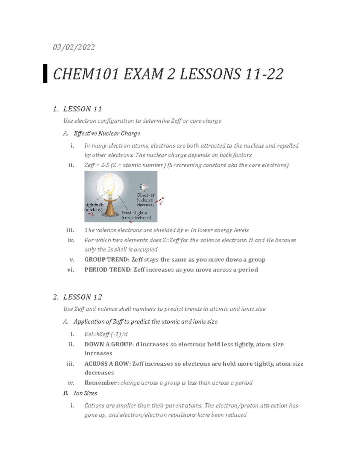 Chem Exam 2 Learning Objectives 03 02 Chem101 Exam 2 Lessons 11 1