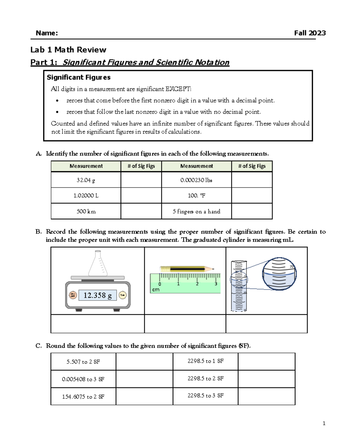 Lab1-Math Review - first lab - Name: Fall 2023 Lab 1 Math Review Part 1 ...