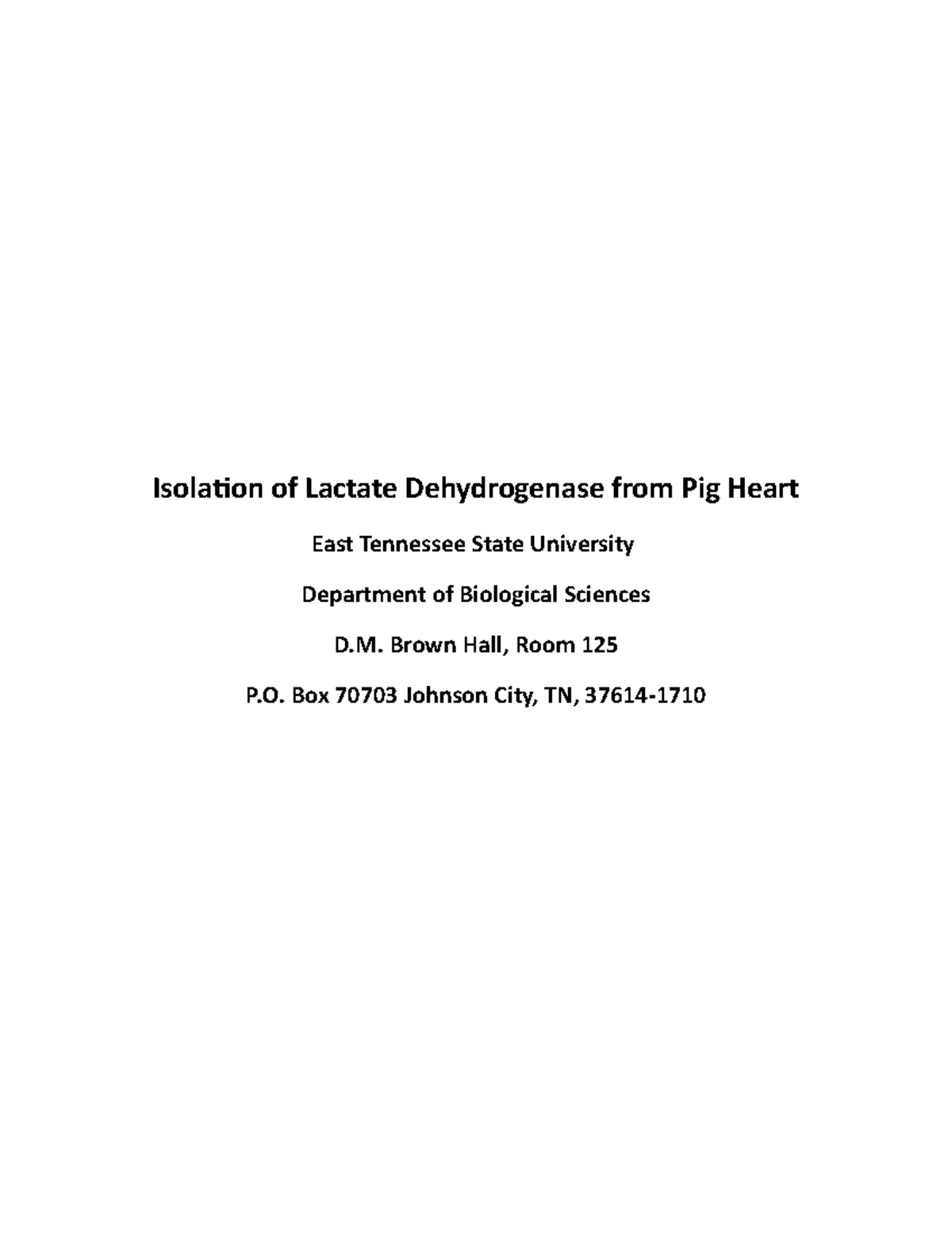 Biochem II Lab Maunscript Isolation of Lactate Dehydrogenase from Pig
