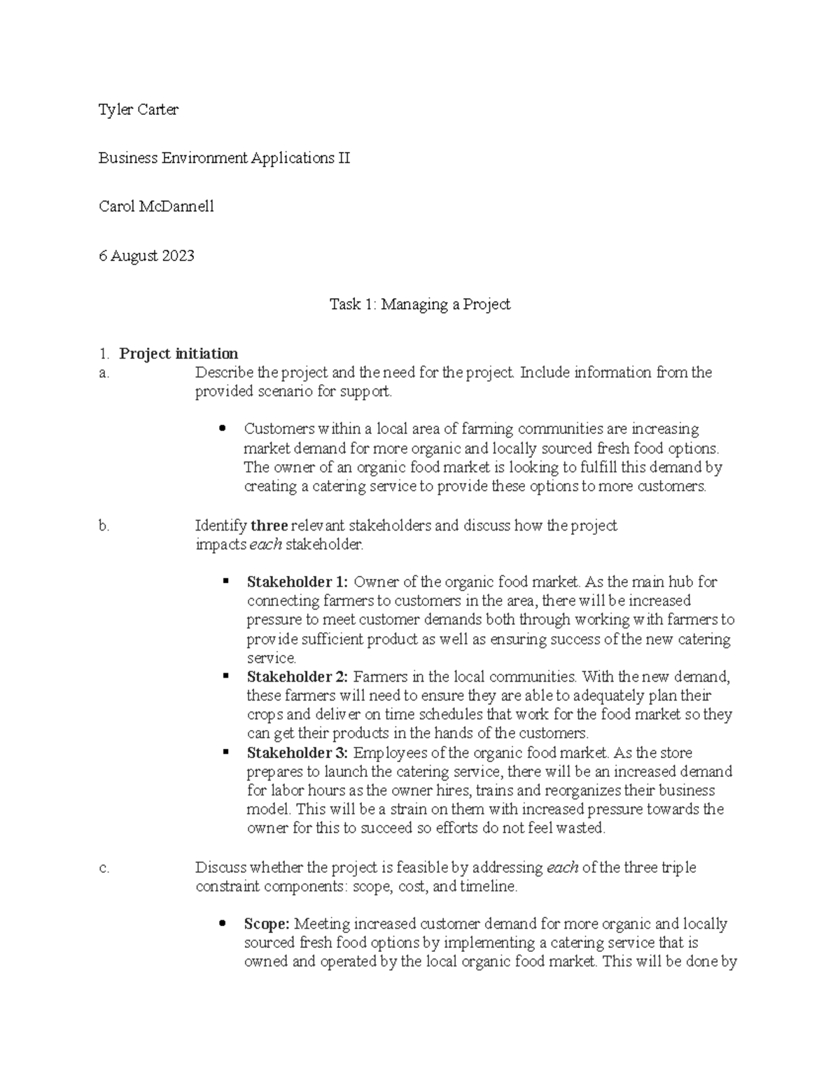 Carter Tyler D079 Task 1 - Tyler Carter Business Environment ...