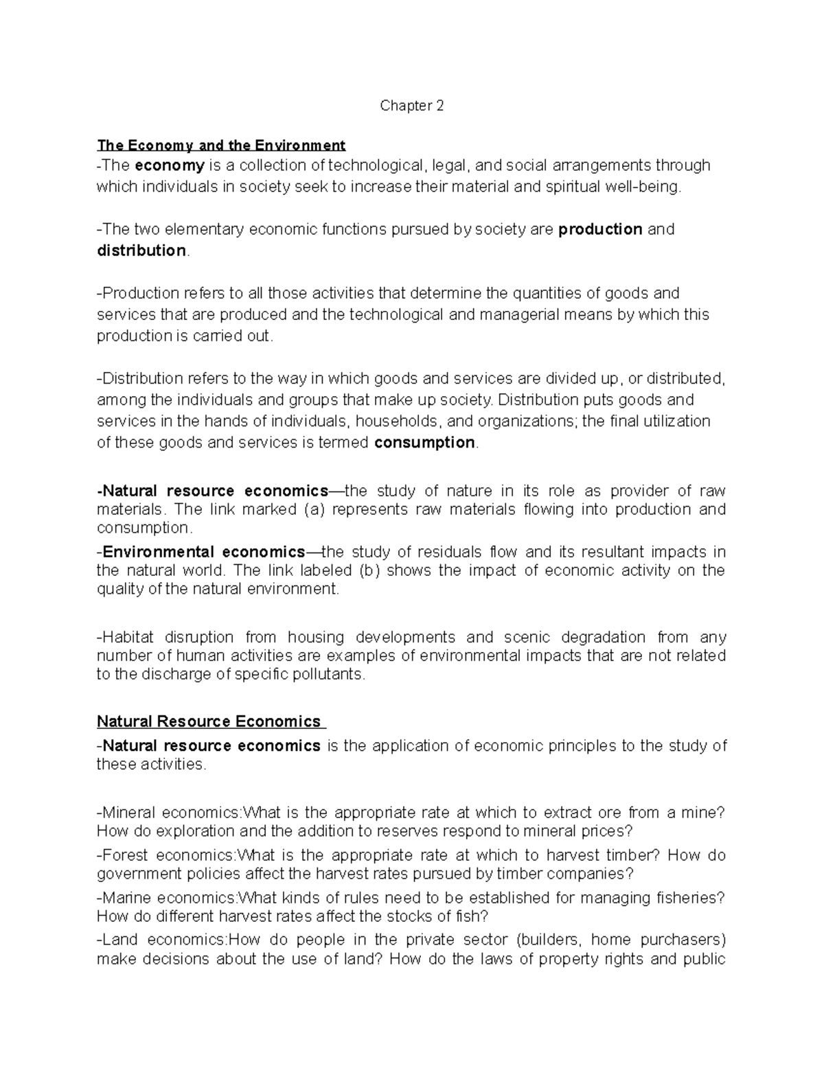 Chapter 2 - chap 2 - Chapter 2 The Economy and the Environment economy ...
