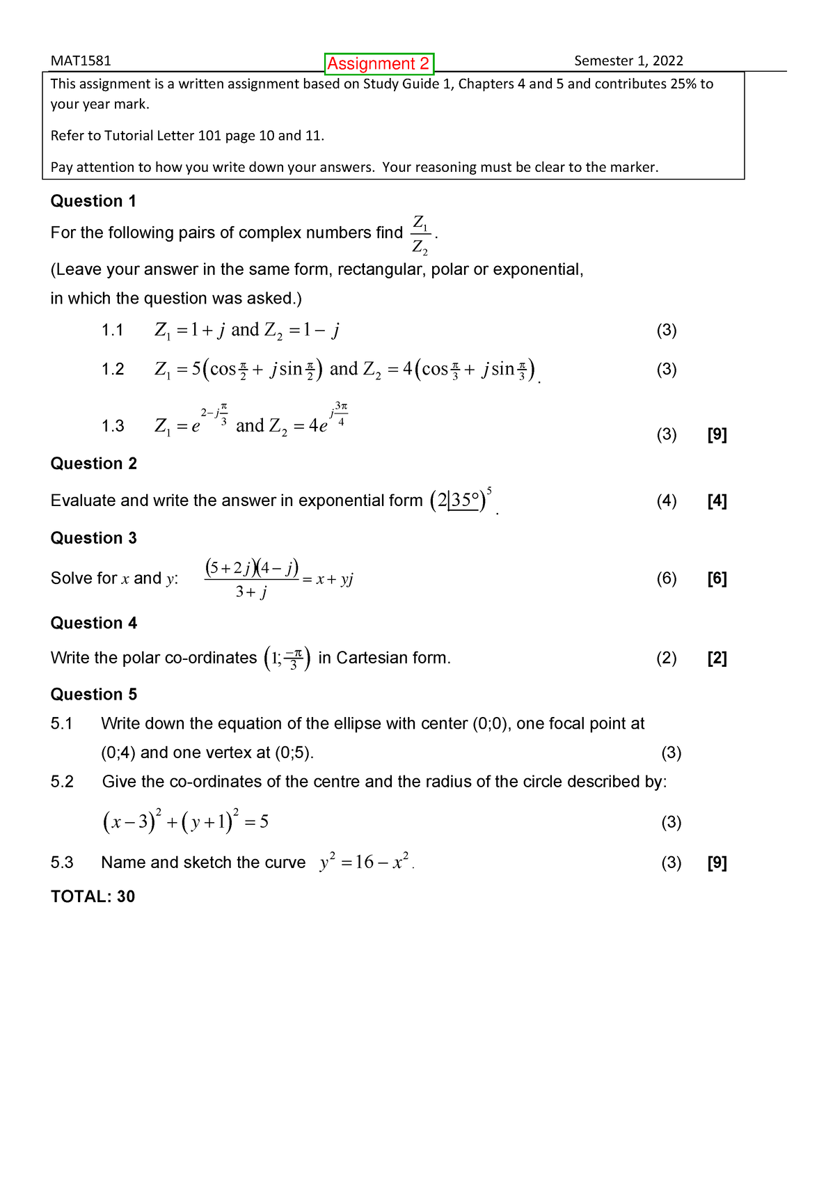 mte1501 assignment 2 questions and answers