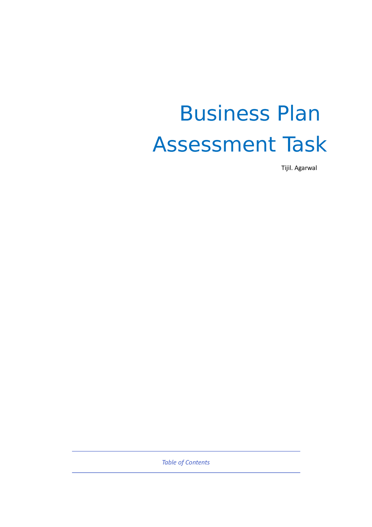 business plan assessment task