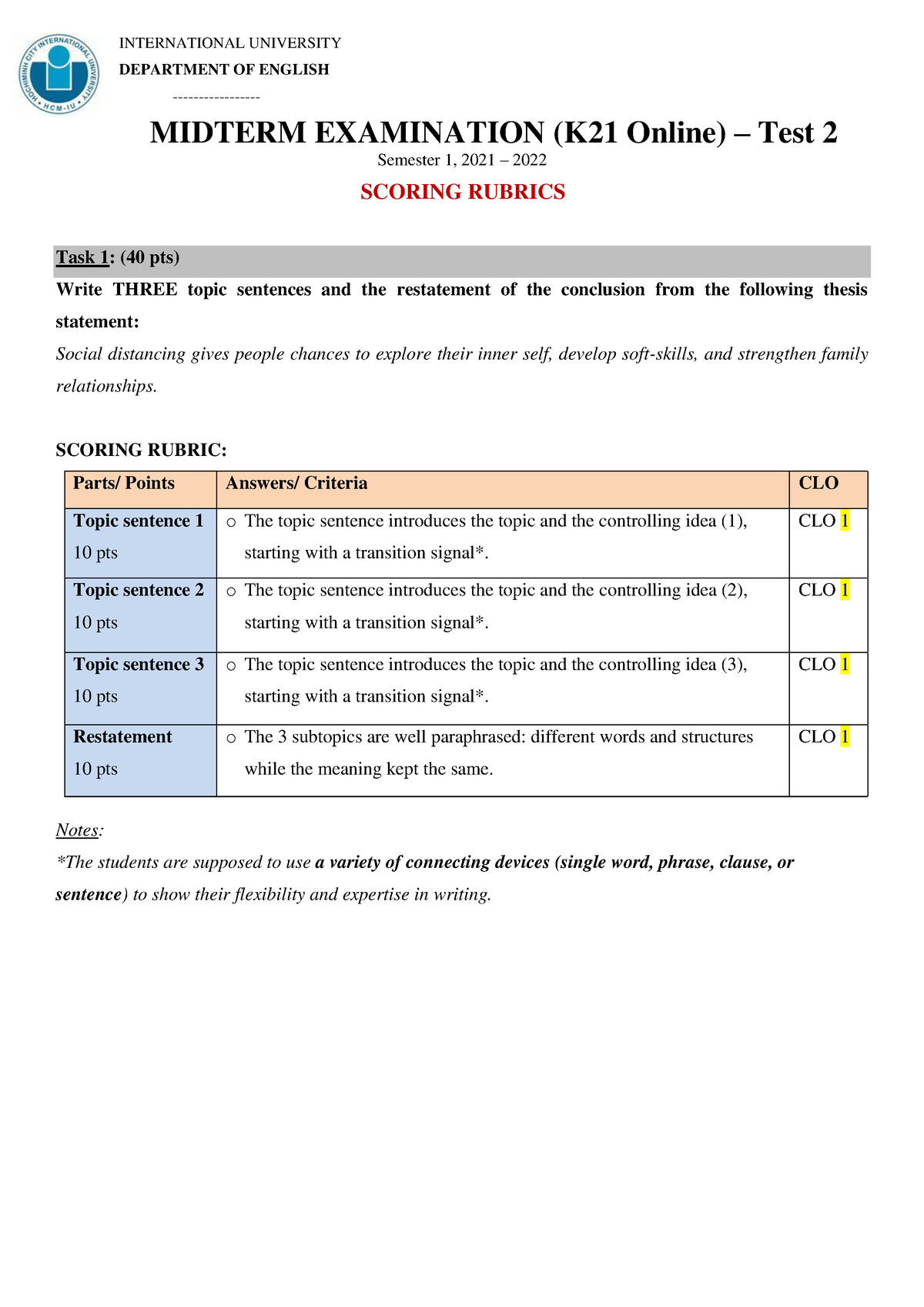 Midterm-Scoring-Rubric - INTERNATIONAL UNIVERSITY DEPARTMENT OF ENGLISH ...