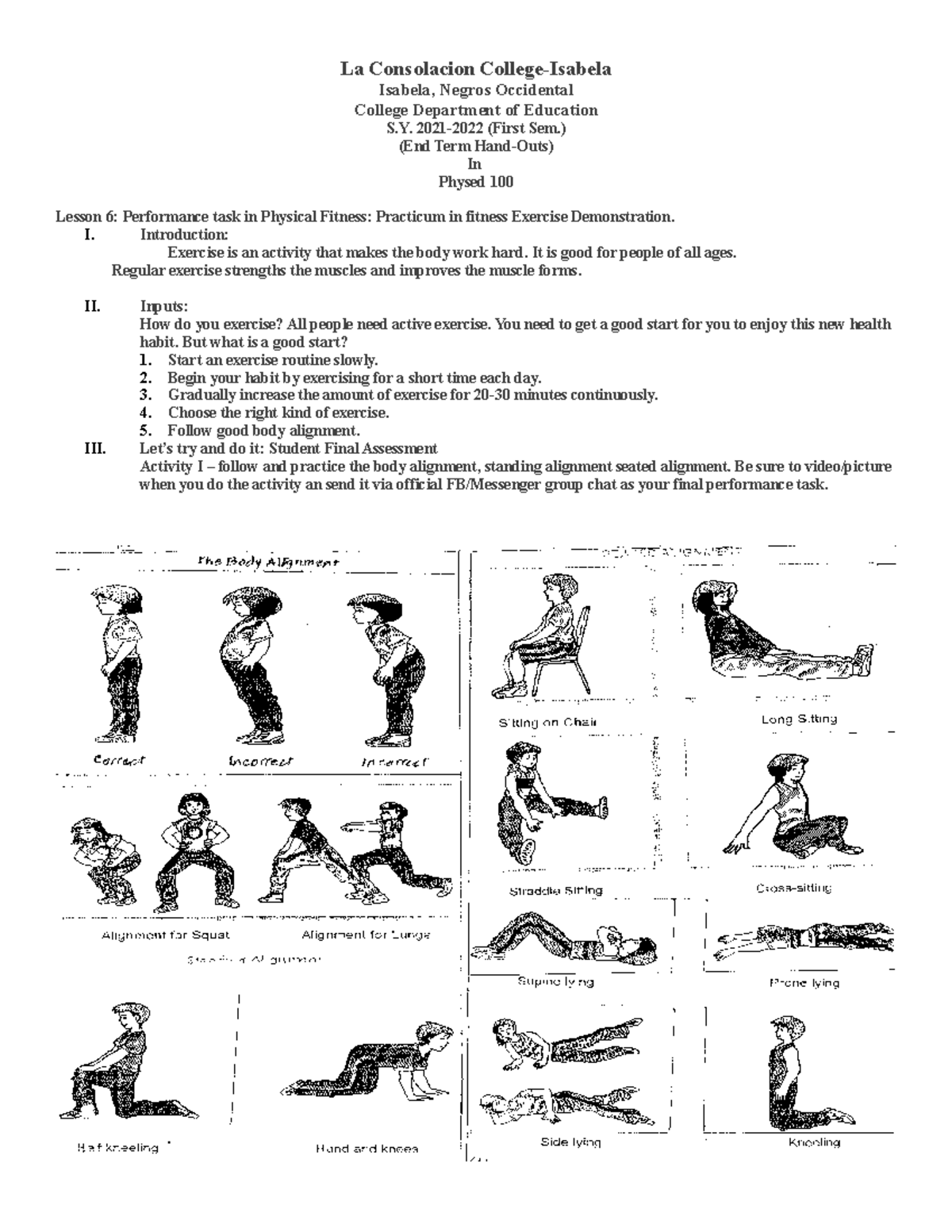 Physed 100 lesson 6 - Some answer - La Consolacion College-Isabela ...