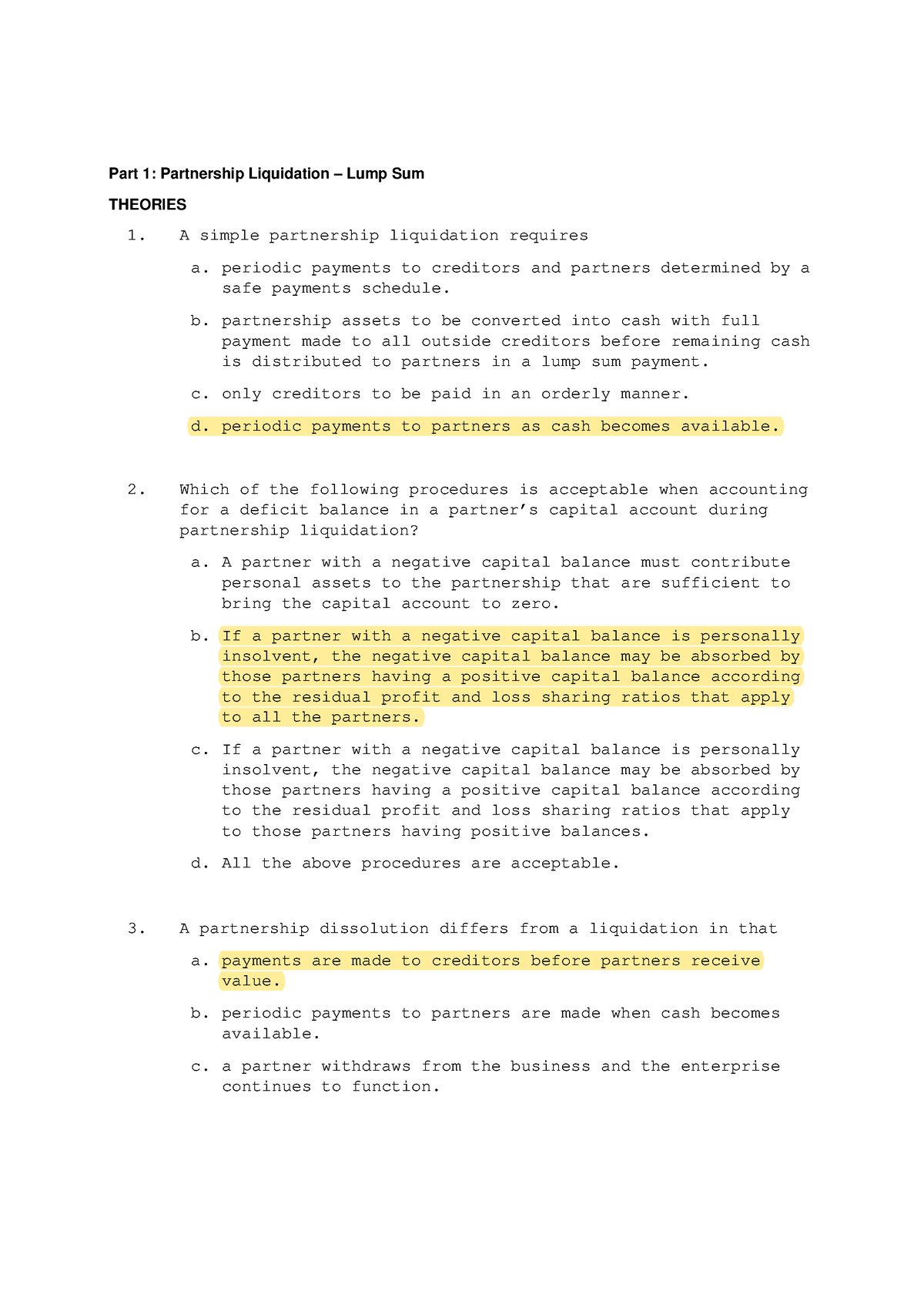 Partnership Liquidation - A Simple Partnership Liquidation Requires A ...