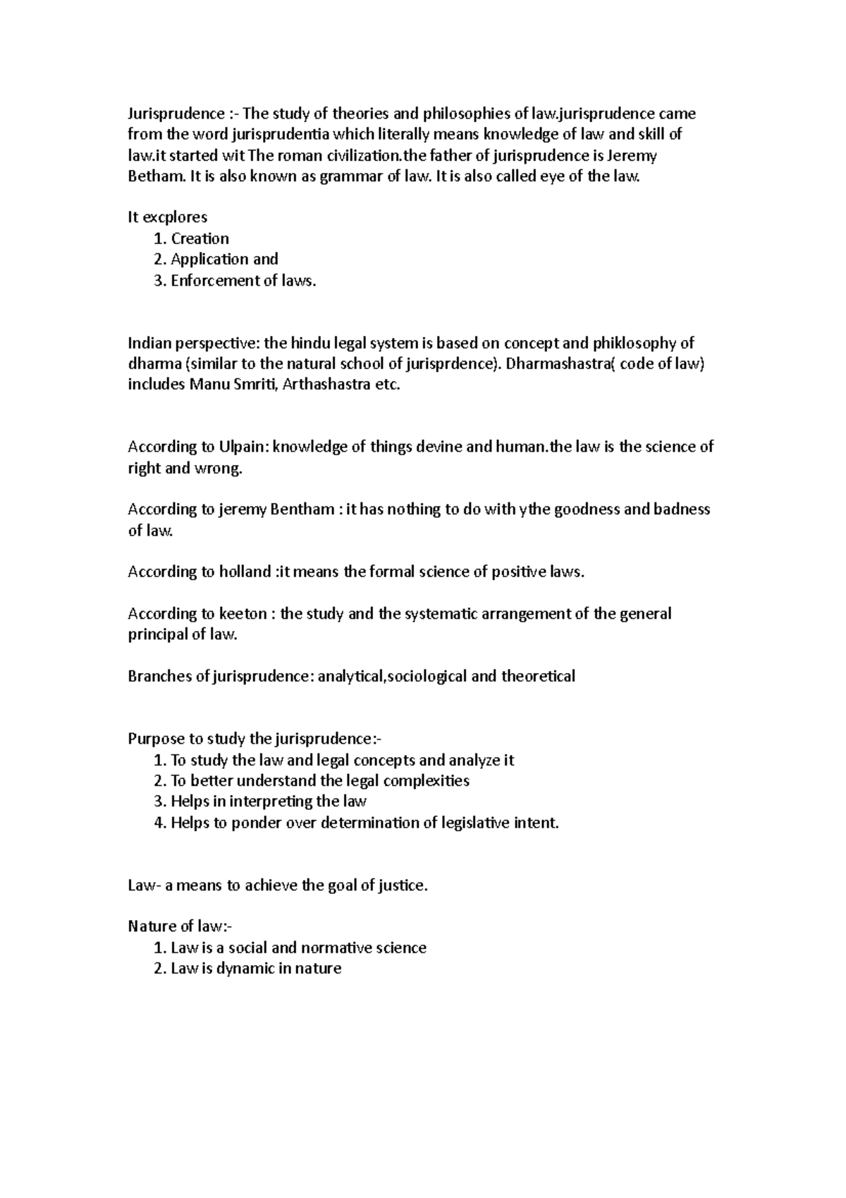 meaning, nature and definition of Jurisprudence ballb Studocu