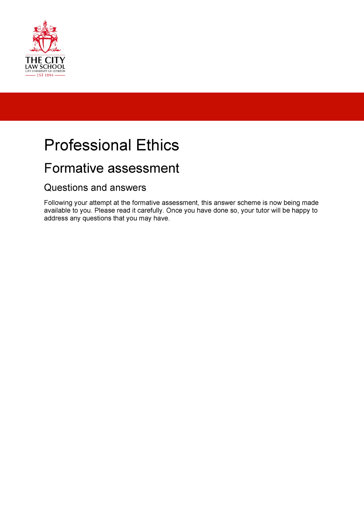 Formative assessment - Questions and answers - Professional Ethics ...