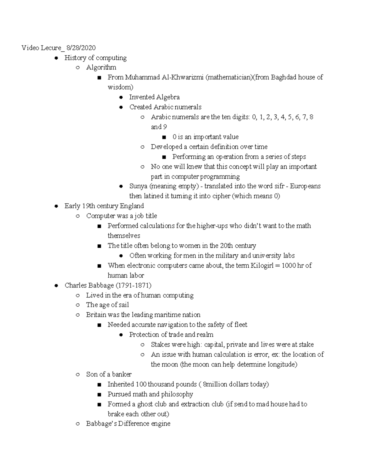 IAE 101 Quiz Notes - IAE Quiz note - Video Lecure_ 8/28/ History of ...