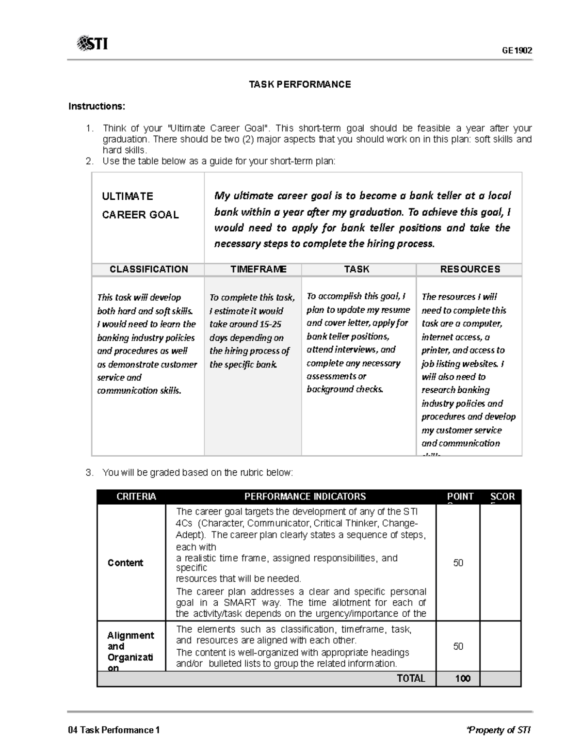 04 Task Performance 1 FM4A - GE TASK PERFORMANCE Instructions: Think of ...