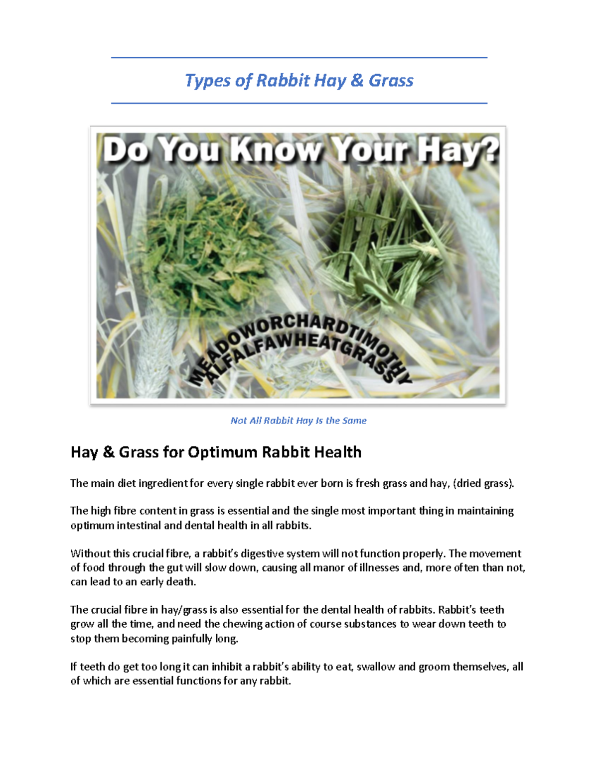 Types of Rabbit Hay Hope helps Types of Rabbit Hay & Grass Not All