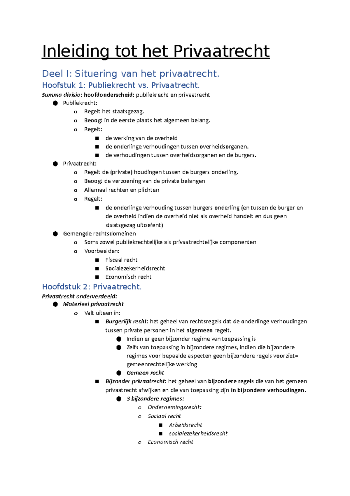 Inleiding Tot Het Privaatrecht - Hoofstuk 1: Publiekrecht Vs ...