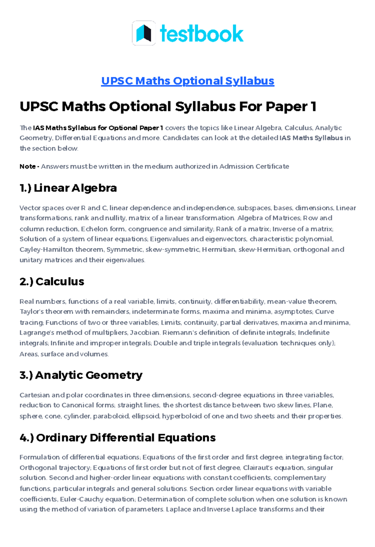 Mathematics optional pdf - UPSC Maths Optional Syllabus UPSC Maths ...
