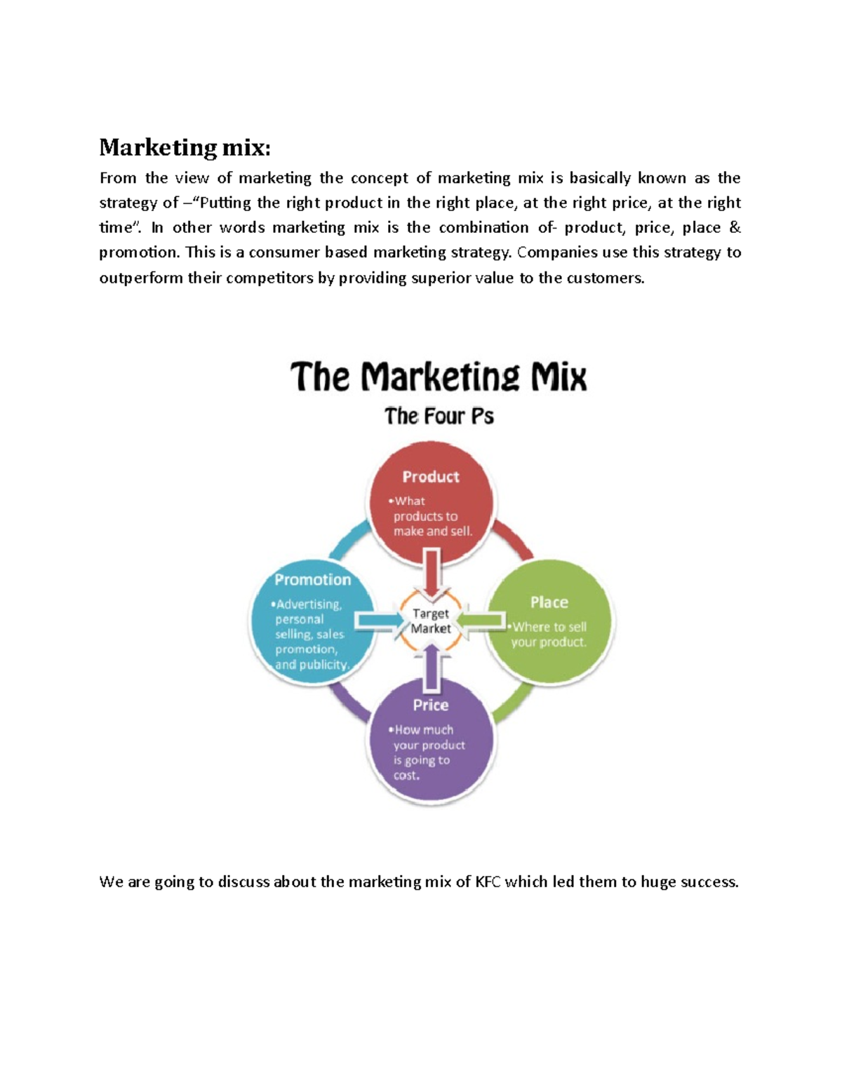 Marketing mix KFC - PRACTICE QUESTIONS FOR SEMESTER FOUR (4) STUDENTS ...