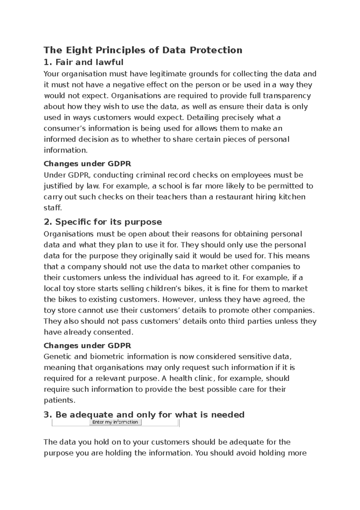 8 Principles Of Data Protection The Eight Principles Of Data