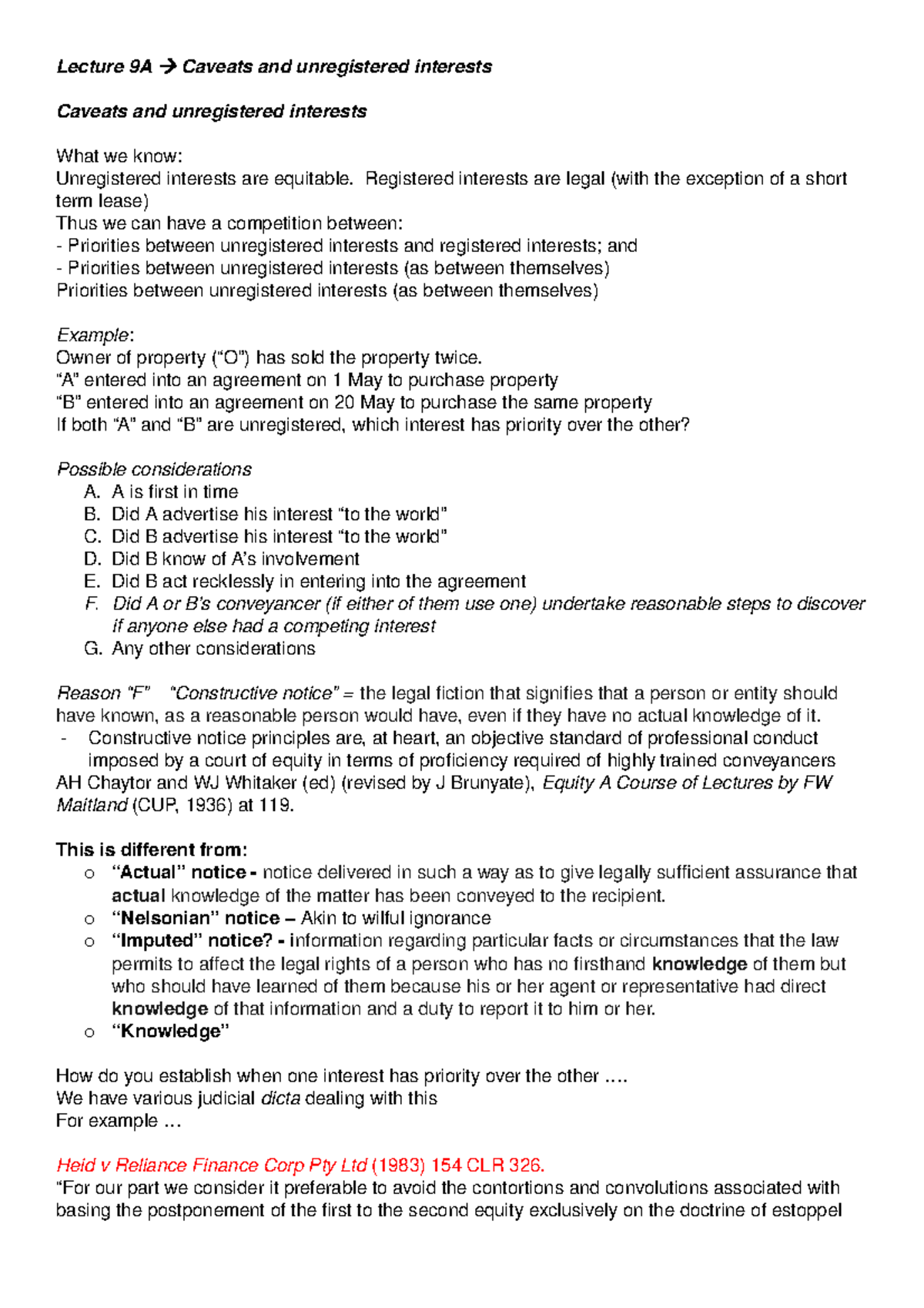 Lecture 9 Caveats And Unregistered Interests Lecture 9a Caveats And Unregistered Interests Caveats And Unregistered Interests What We Know Unregistered Studocu