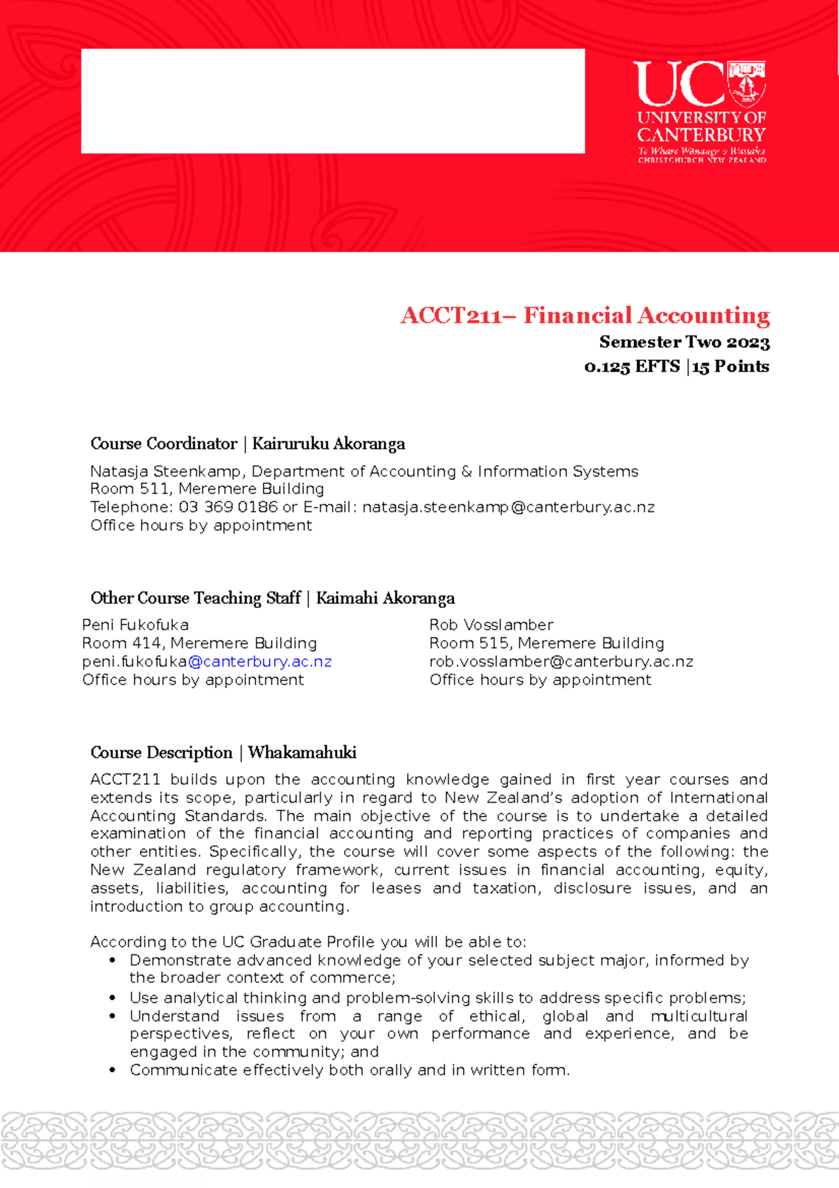 ACCT211-23S2 Course Outline - ACCT211– Financial Accounting Semester ...