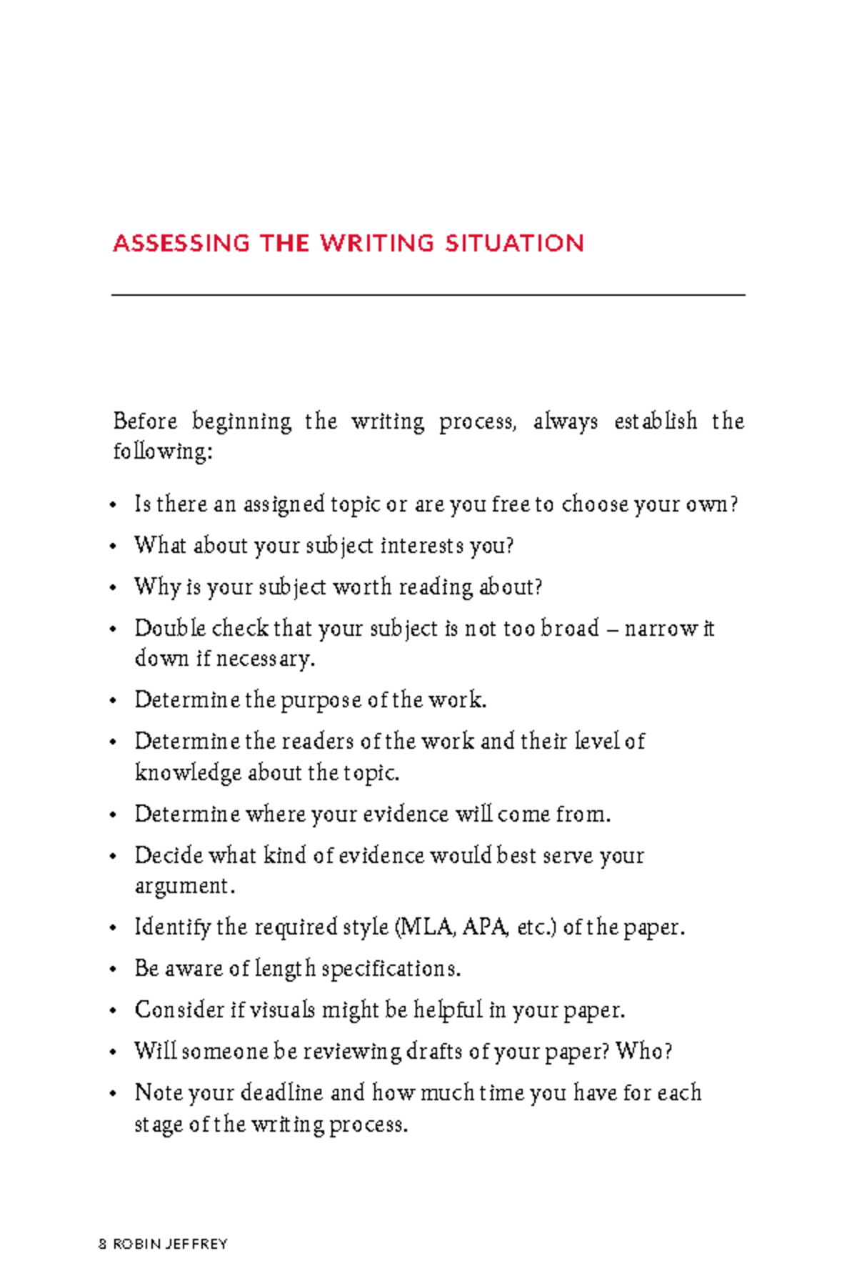 About writing a guide 14 - ASSESSING THE WRITING SITUATION Before ...