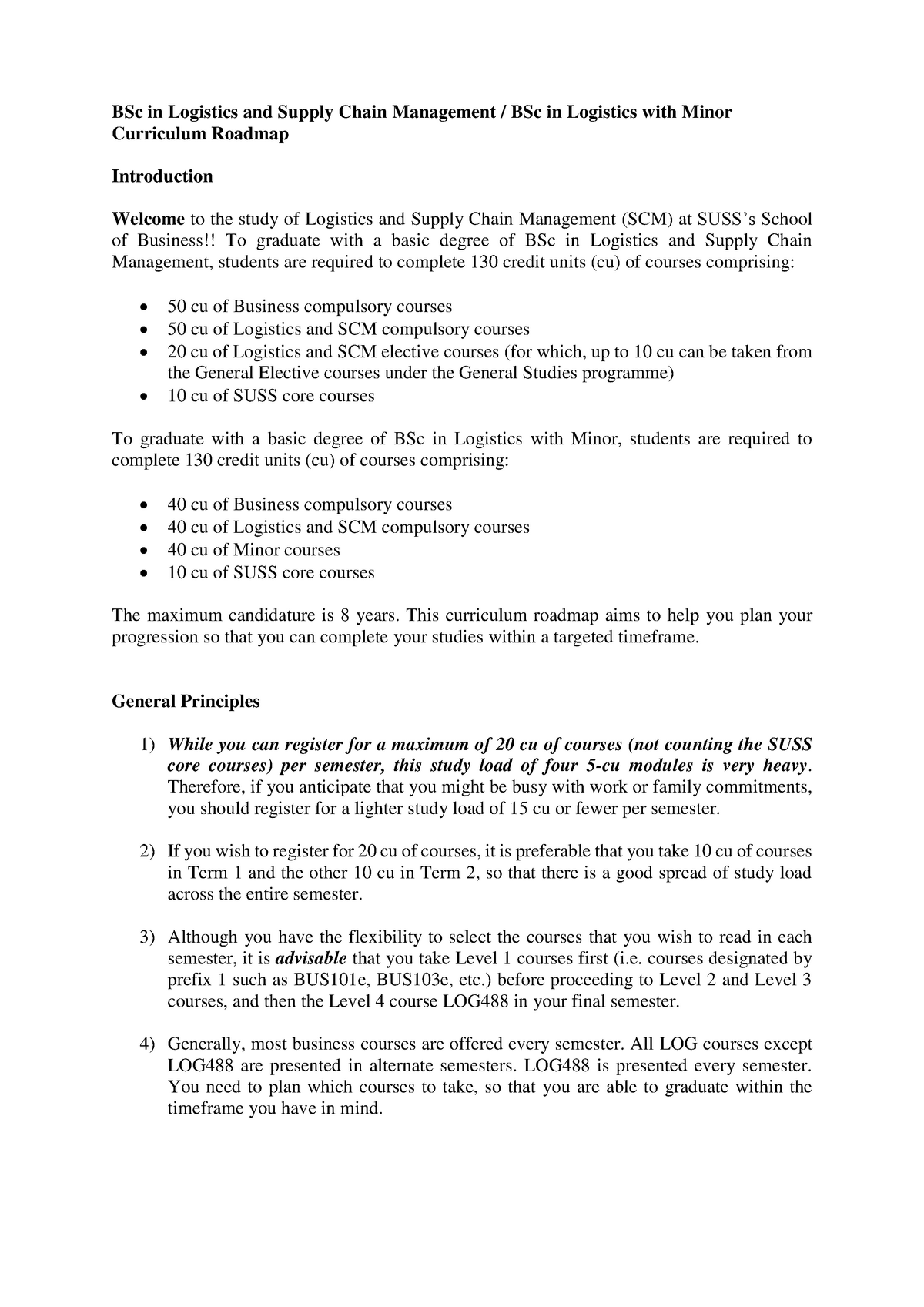 Blscm Curriculum Roadmap January 2020 - BSc in Logistics and Supply ...