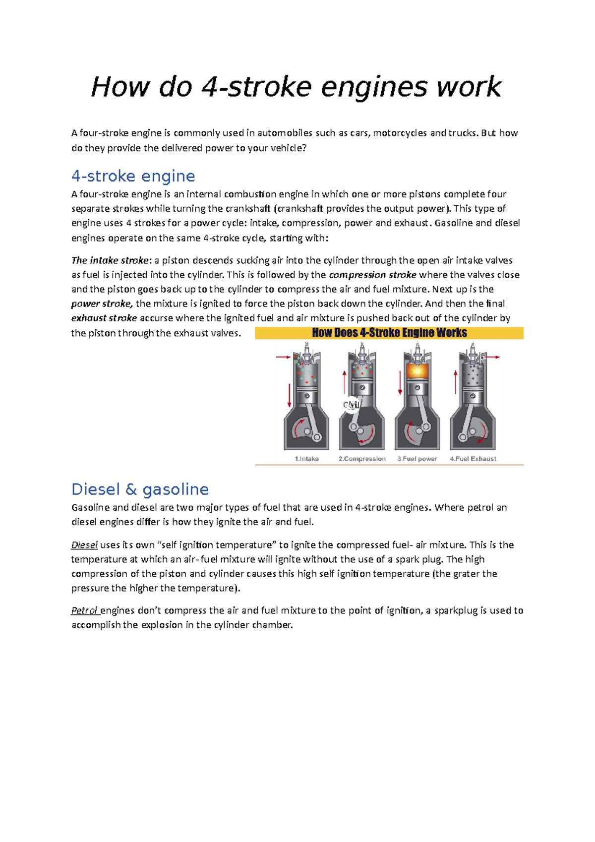 Brochure engels assingment How do 4stroke engines work A four