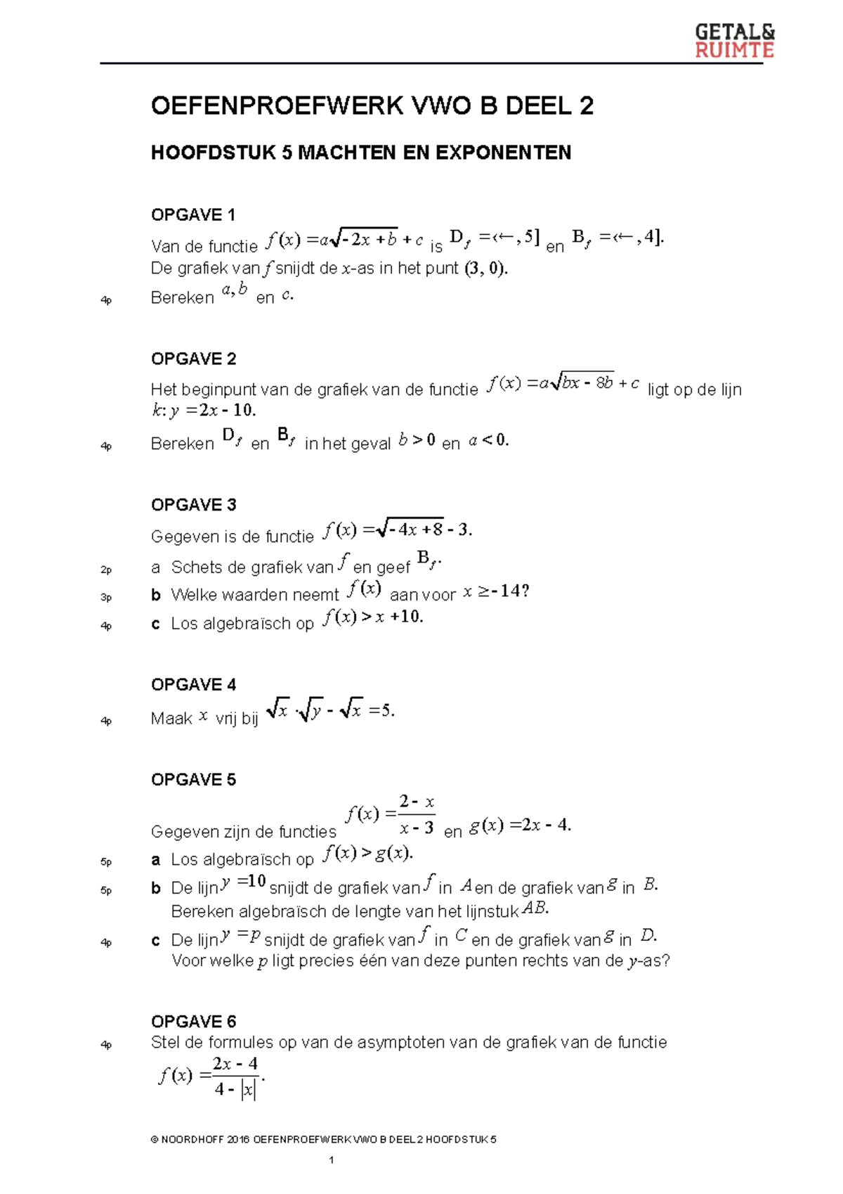 Gr11 Vb2 H05 Oefentoets - OEFENPROEFWERK VWO B DEEL 2 HOOFDSTUK 5 ...