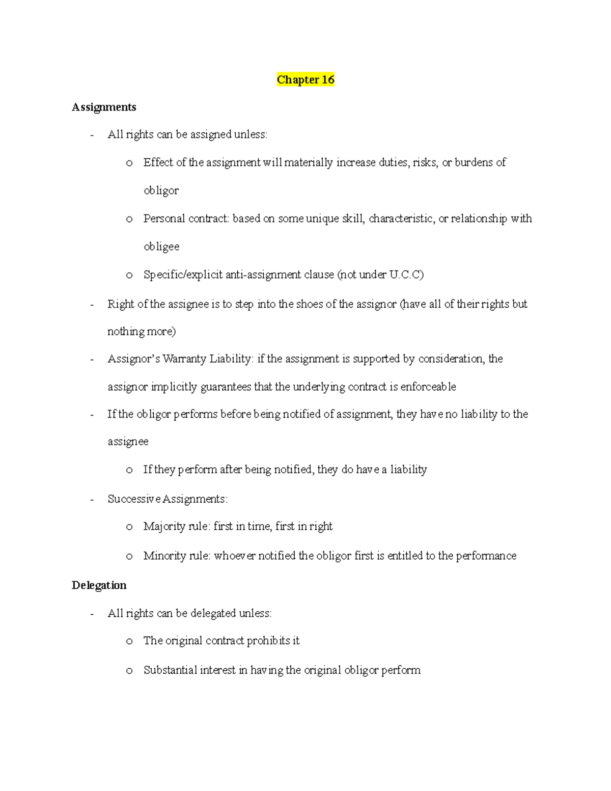 effect of an assignment of rights