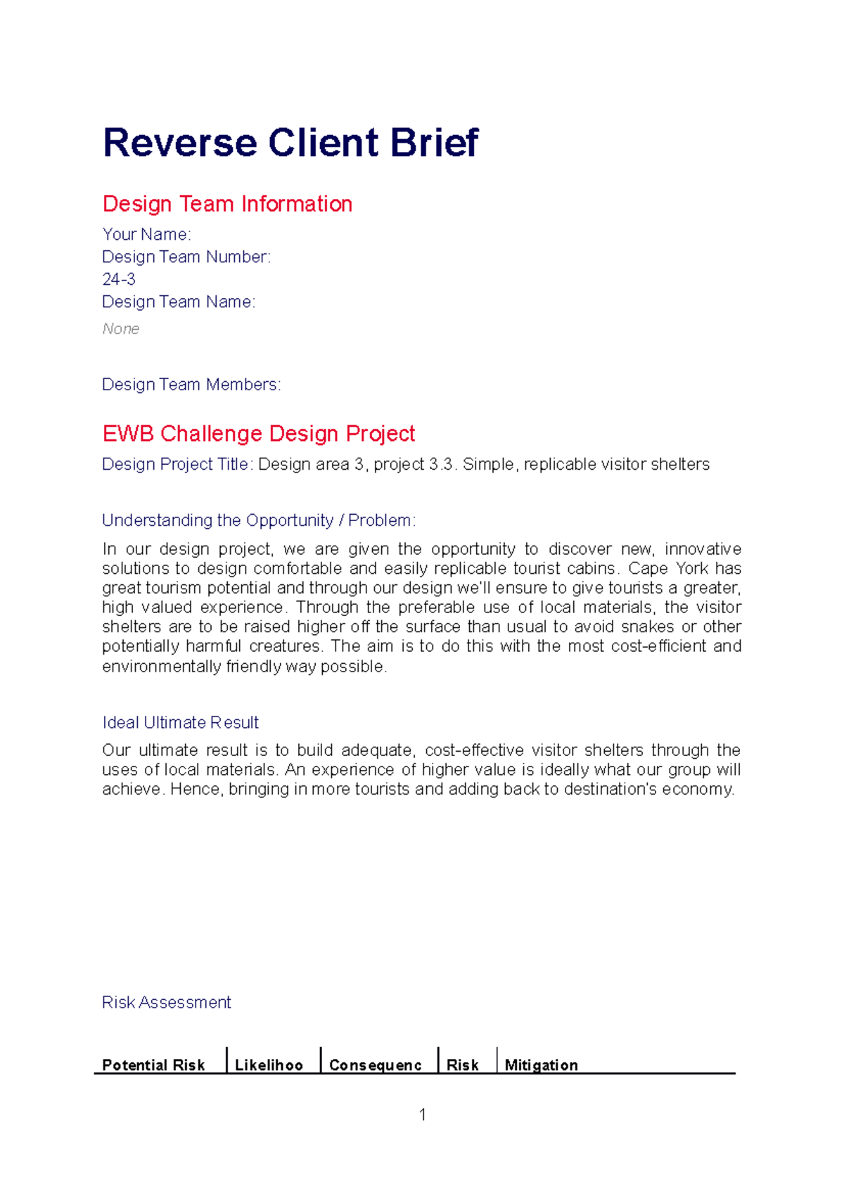 OENG1166 IPEP AT2 Reverse Client Brief 2010 OENG1165 RMIT