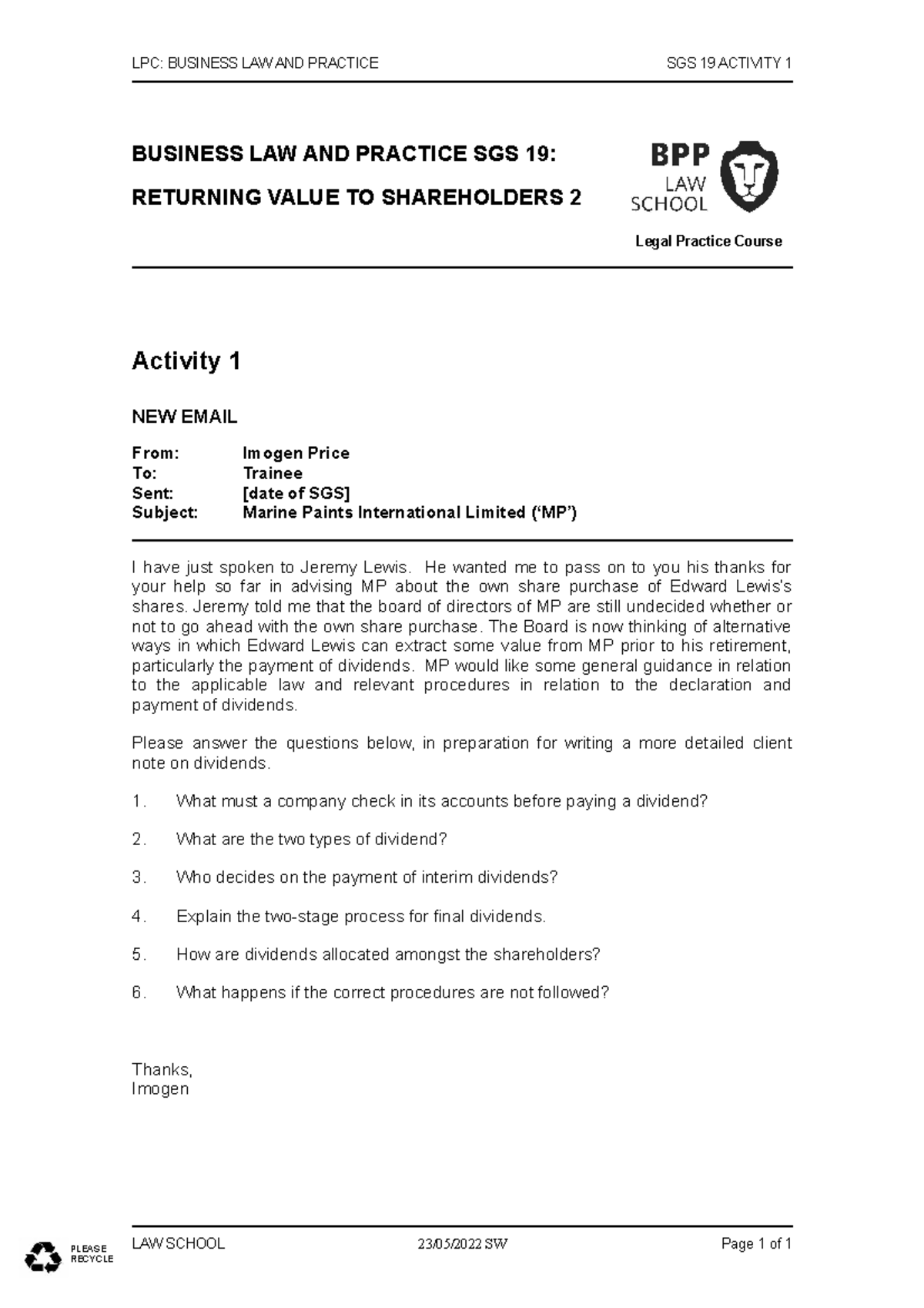 BLP+SGS+19+Activity+1+2022-23 - LPC: BUSINESS LAW AND PRACTICE SGS 19 ...