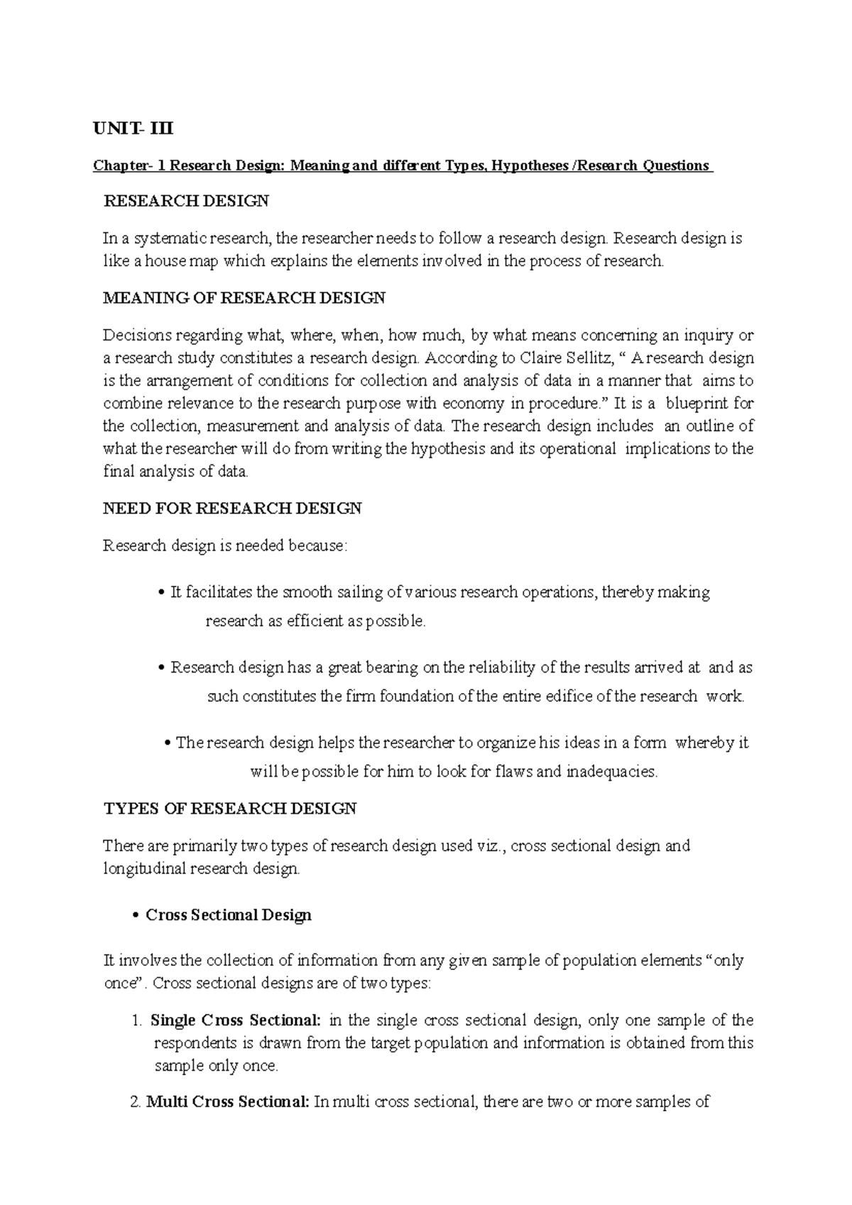 Media Research Unit III-1 - UNIT- III Chapter- 1 Research Design ...