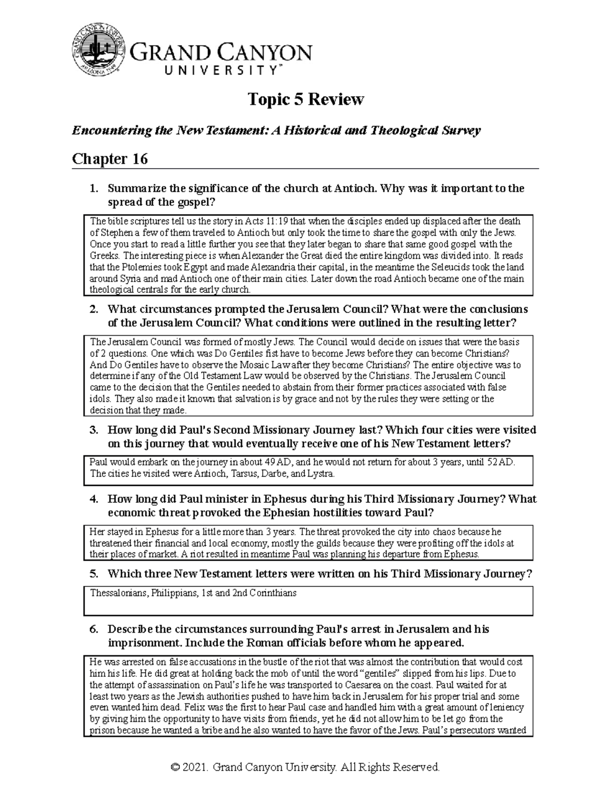 BIB-107 Topic 5 Review - Topic 5 Review Encountering the New Testament ...