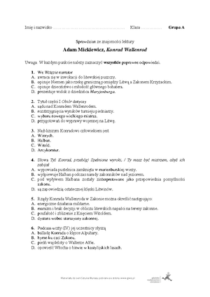 Romantyzm Sprawdzian Gimnazjum Nowa Era Odpowiedzi www.studocu.com