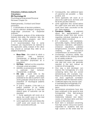 Psychological Assessment Chapter 3 - Crisostomo, Adriane Joshua R. BS ...