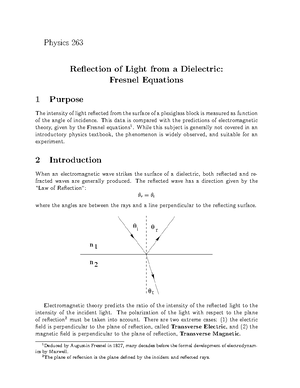 Experiment 7 Geometric Optics - Physics 263 Experiment 7 Geometric ...