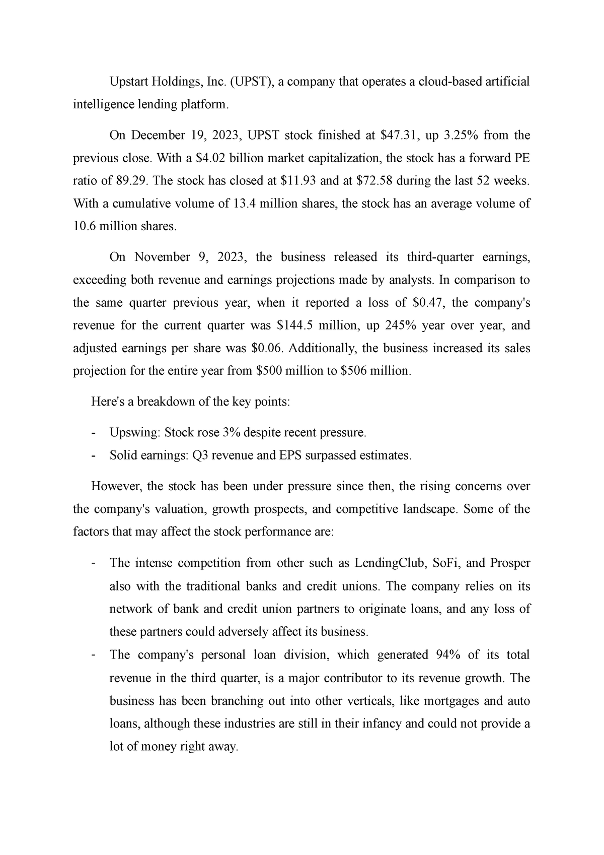 Nguyen Thuy Linh Upstart Holdings - Upstart Holdings, Inc. (UPST), A ...