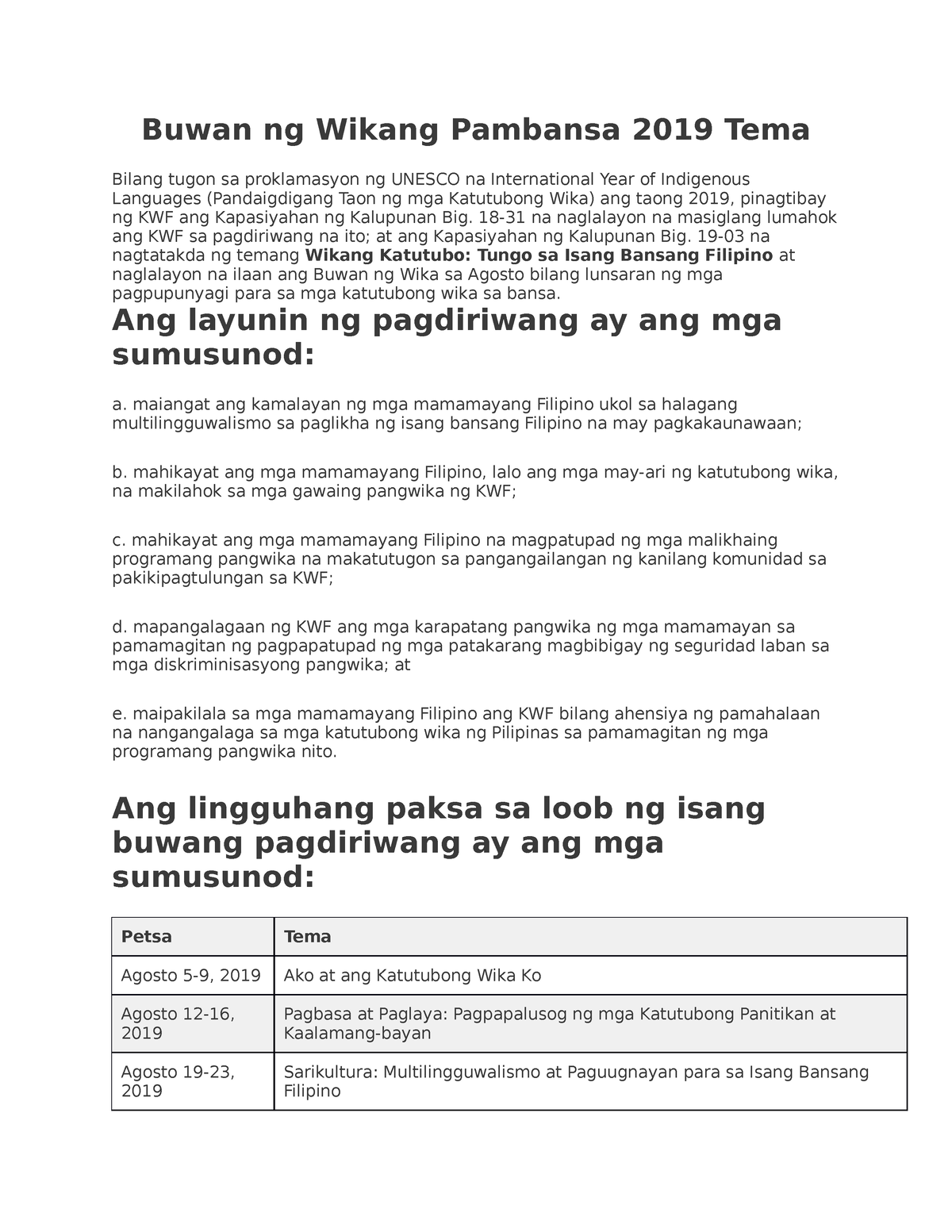 Buwan Ng Wikang Pambansa 2019 Tema 18 31 Na Naglalayon Na Masiglang Lumahok Ang Kwf Sa 8011