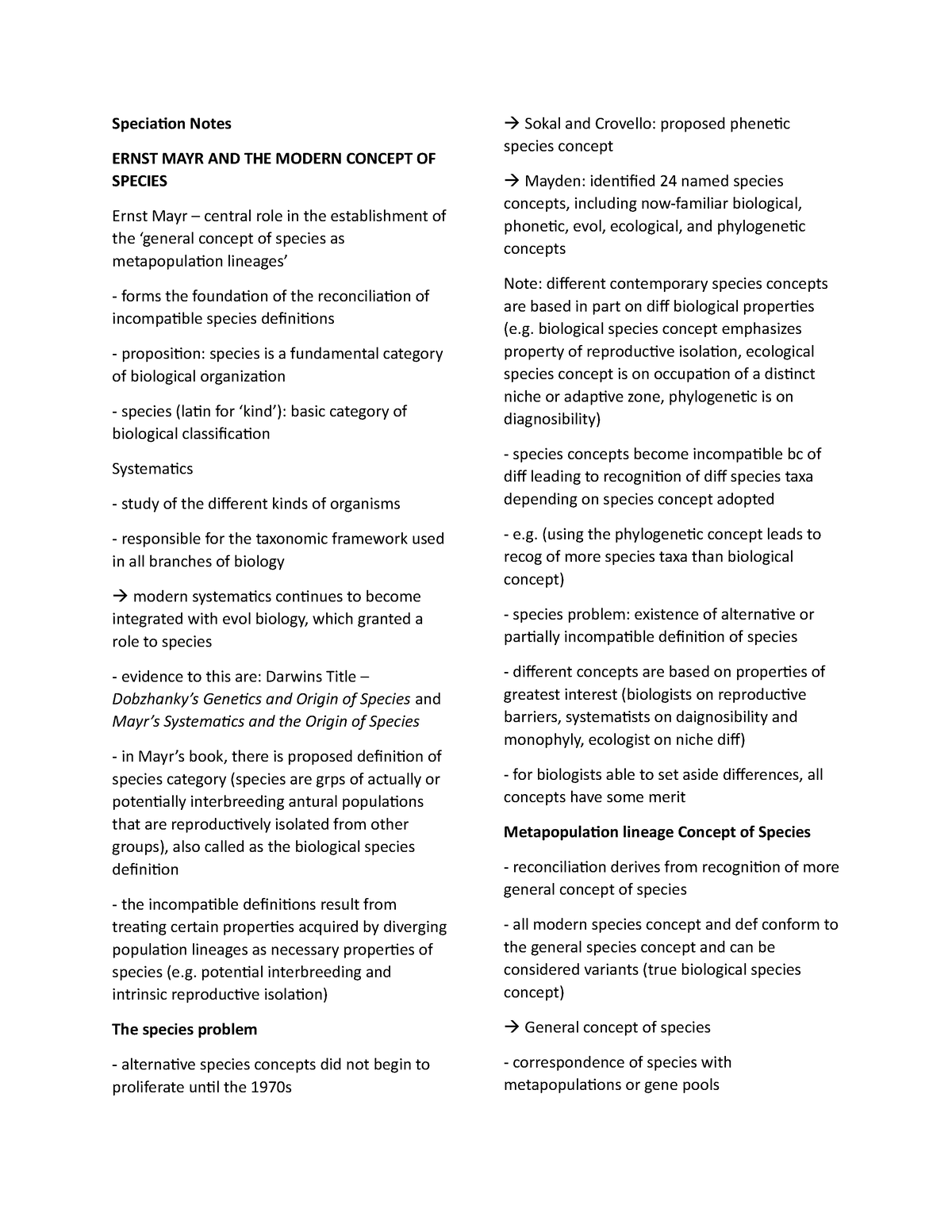 Speciation-Notes - Notes On Speciation On BS Biology - Speciation Notes ...