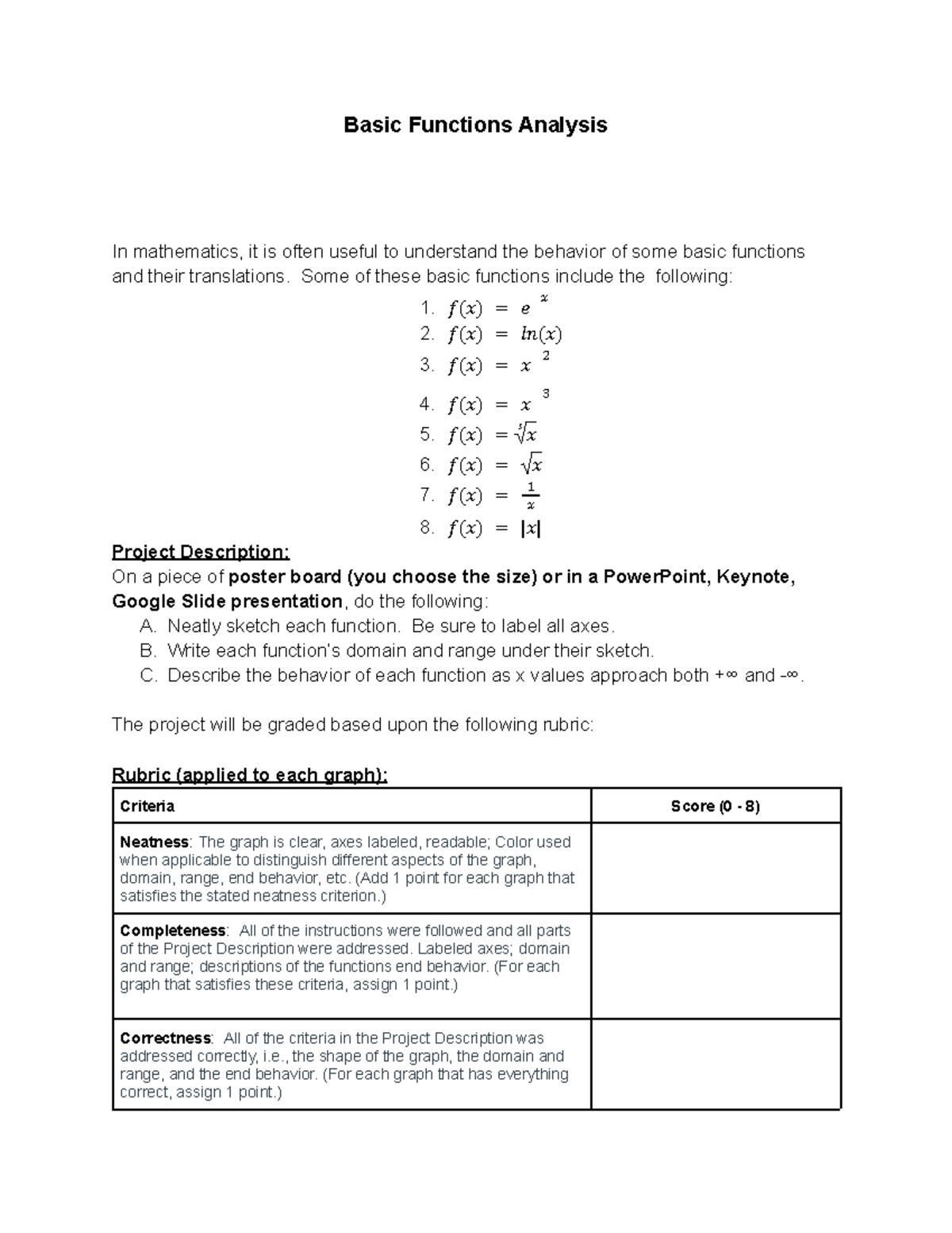 Basic Functions Analysis - Some of these basic functions include the ...