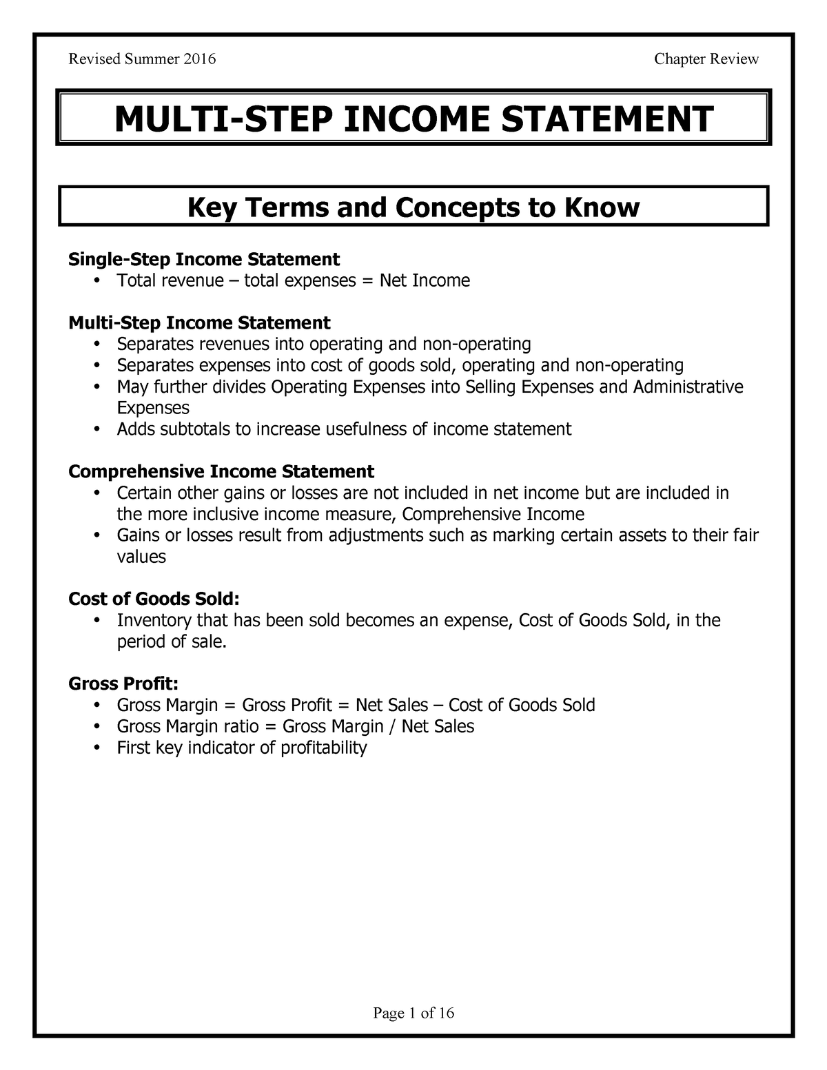 Multi Step Income Statement Cr Multi Step Income Statement Key Terms And Concepts To Know 6249