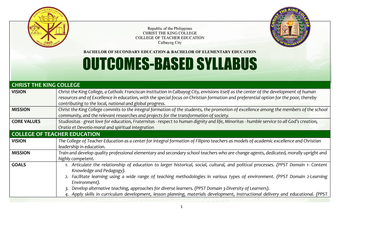 SOC STUD 103 NOTES Republic of the Philippines CHRIST THE KING