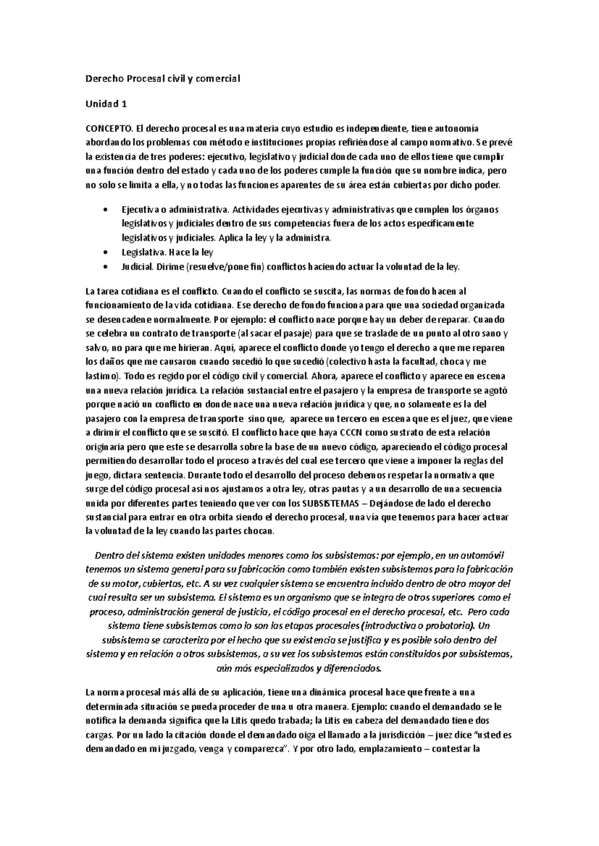 Resumen Clases - gdfgdf - Derecho Procesal civil y comercial Unidad 1 ...
