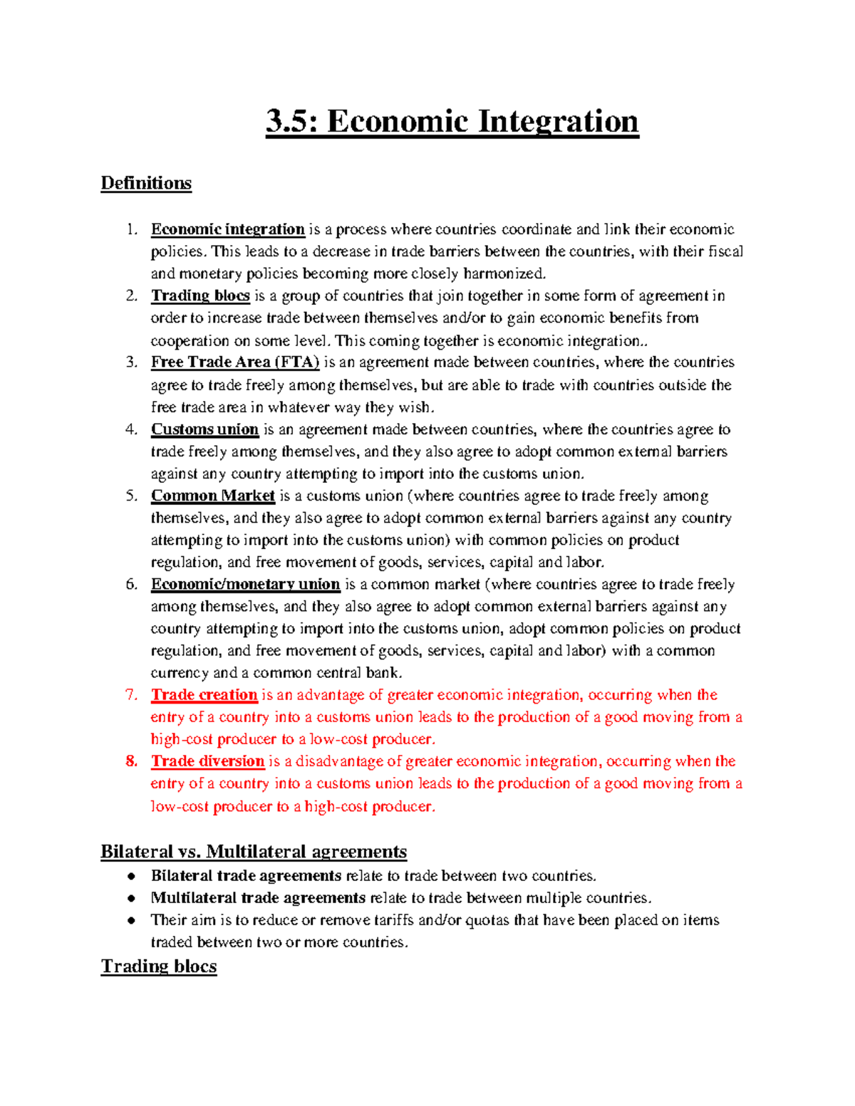 3.5 Economic Integration - 3: Economic Integration Definitions Economic ...