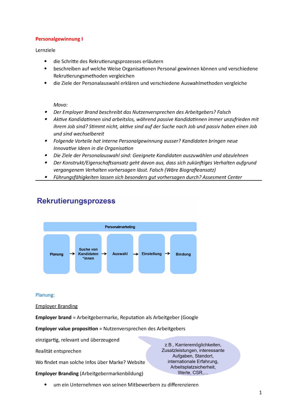 Personalgewinnung I - Sommersemester - Personalgewinnung I Lernziele ...