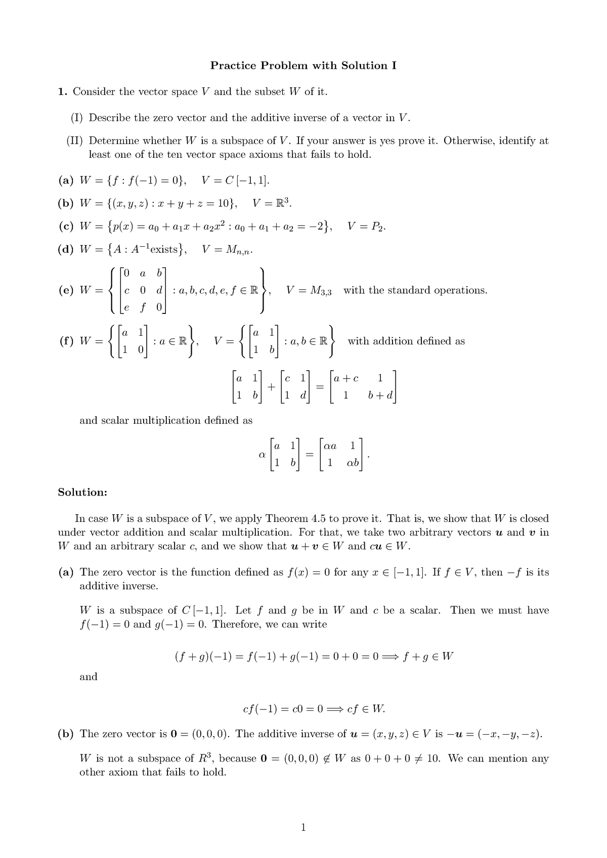 Practice I Math 23 Linear Algebra Ii U Of W Studocu