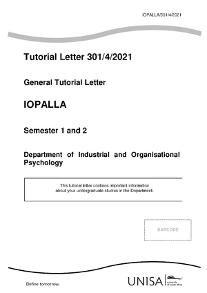 IOP3704 - Student assessment summary - Assignment 1 Unique Number ...