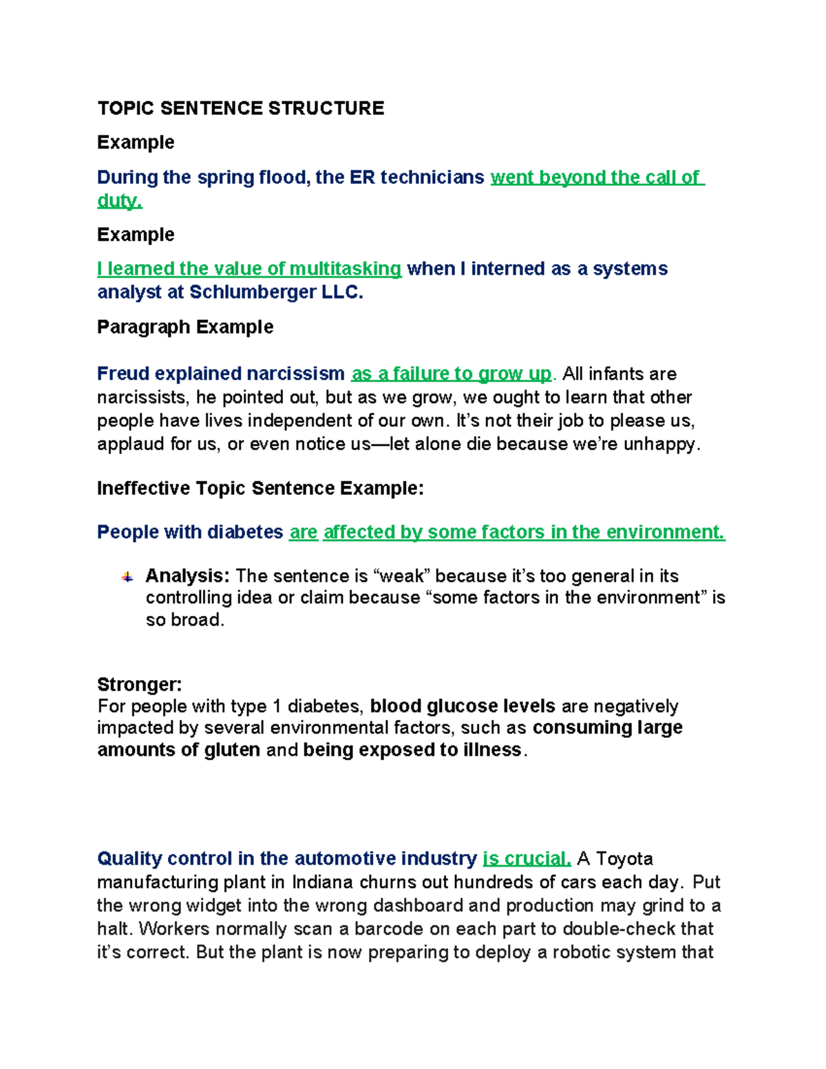 Body Paragraphs - answers MICRO.doanswers MICRO.do - TOPIC SENTENCE ...
